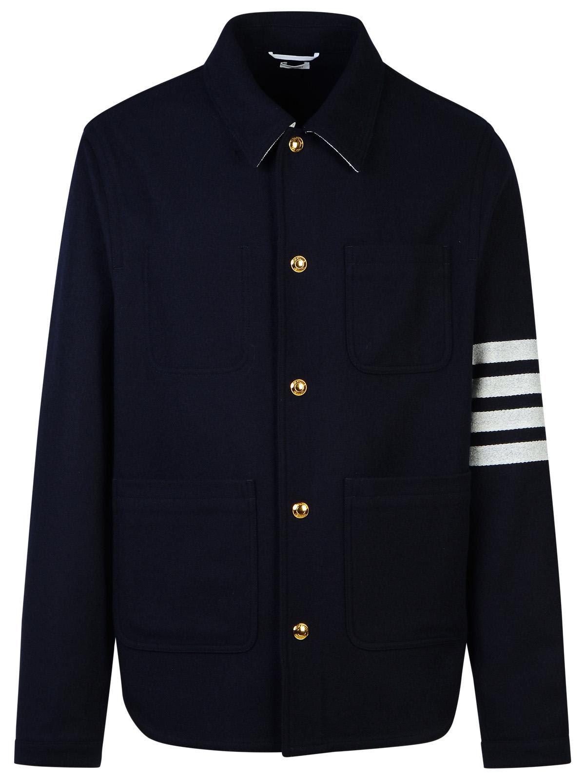 Thom Browne 4 Bar Navy Wool Blend Jacket