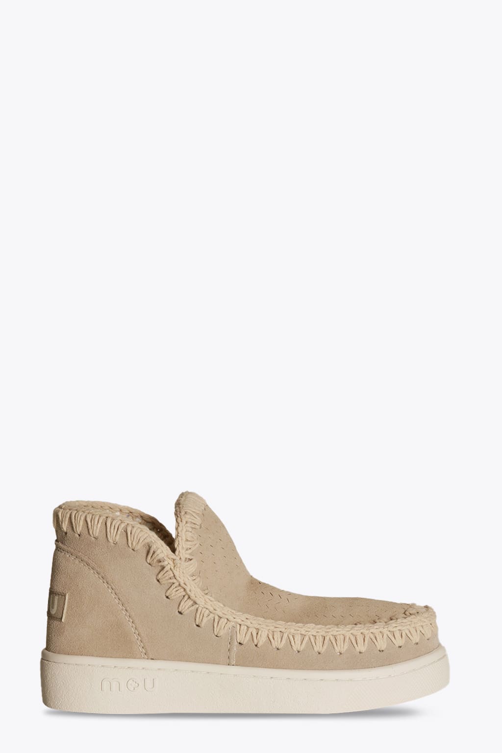 Mou Summer Eskimo Sneaker Per. sue Laser Cut Beige Suede Ankle Boot - Summer Eskimo Sneaker