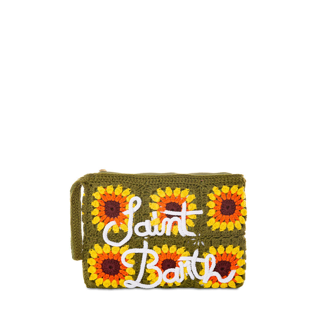 MC2 Saint Barth Parisienne Crochet Pouch Bag With Sunflower Embroidery