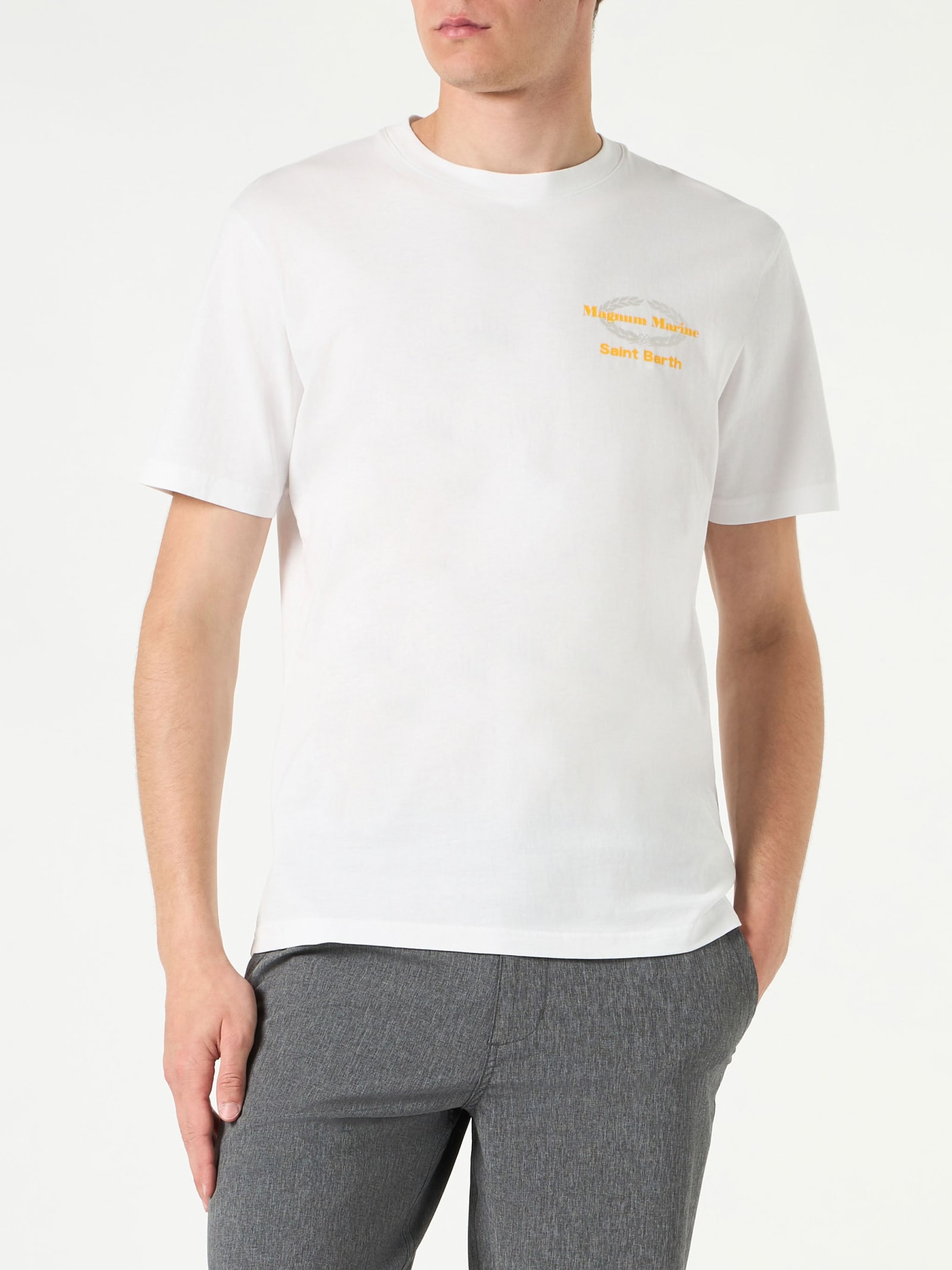 MC2 Saint Barth Man Cotton T-shirt With Magnum Marine Saint Barth Print