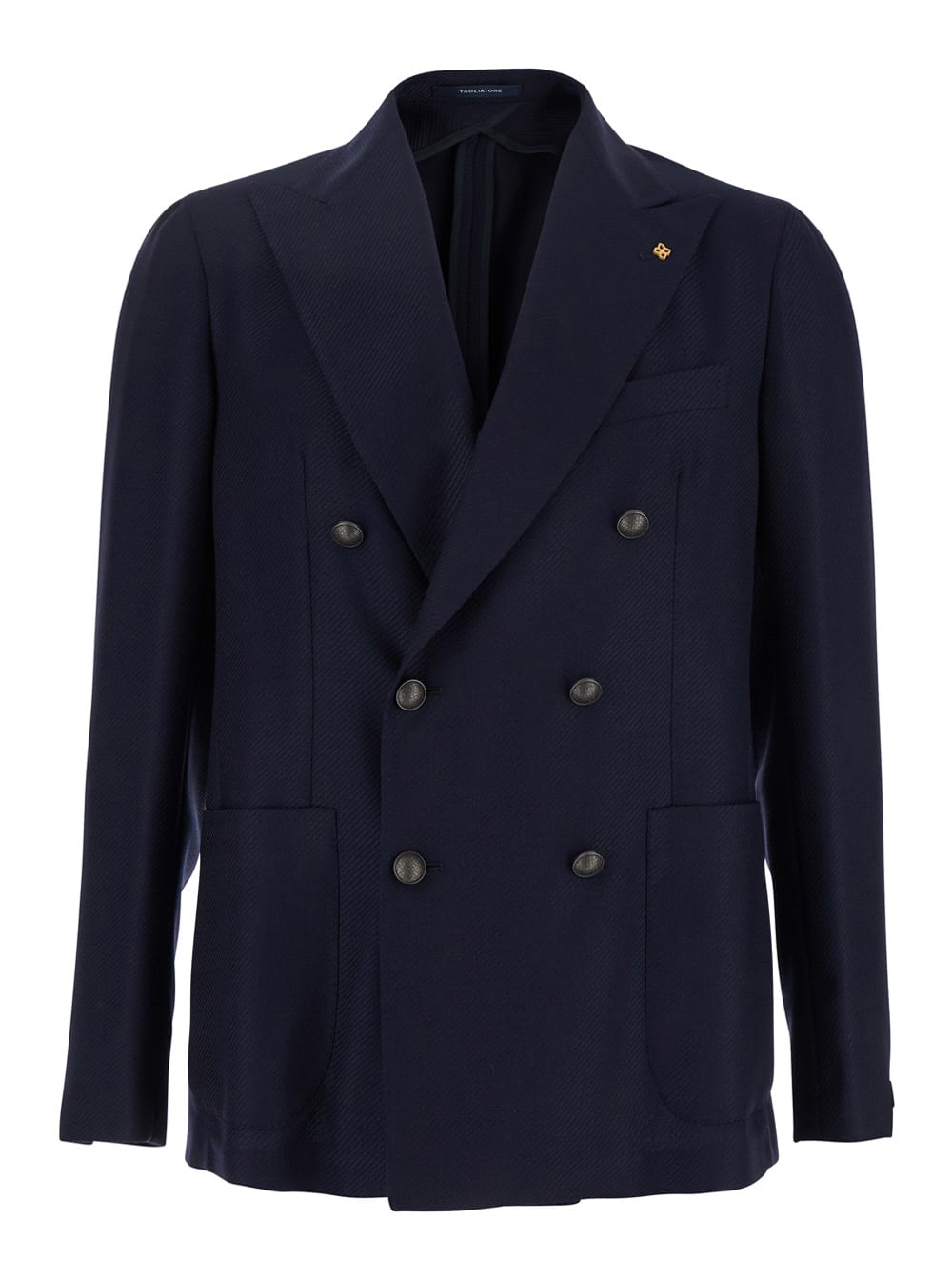 Tagliatore montecarlo Blue Double-breasted Jacket In Virgin Wool Man
