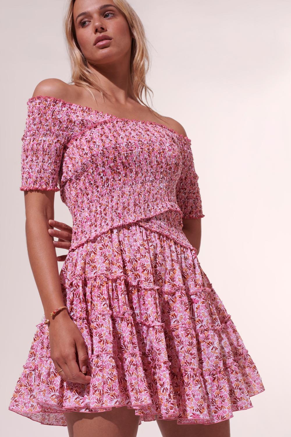 Mini Dress Soledad - Pink Damask