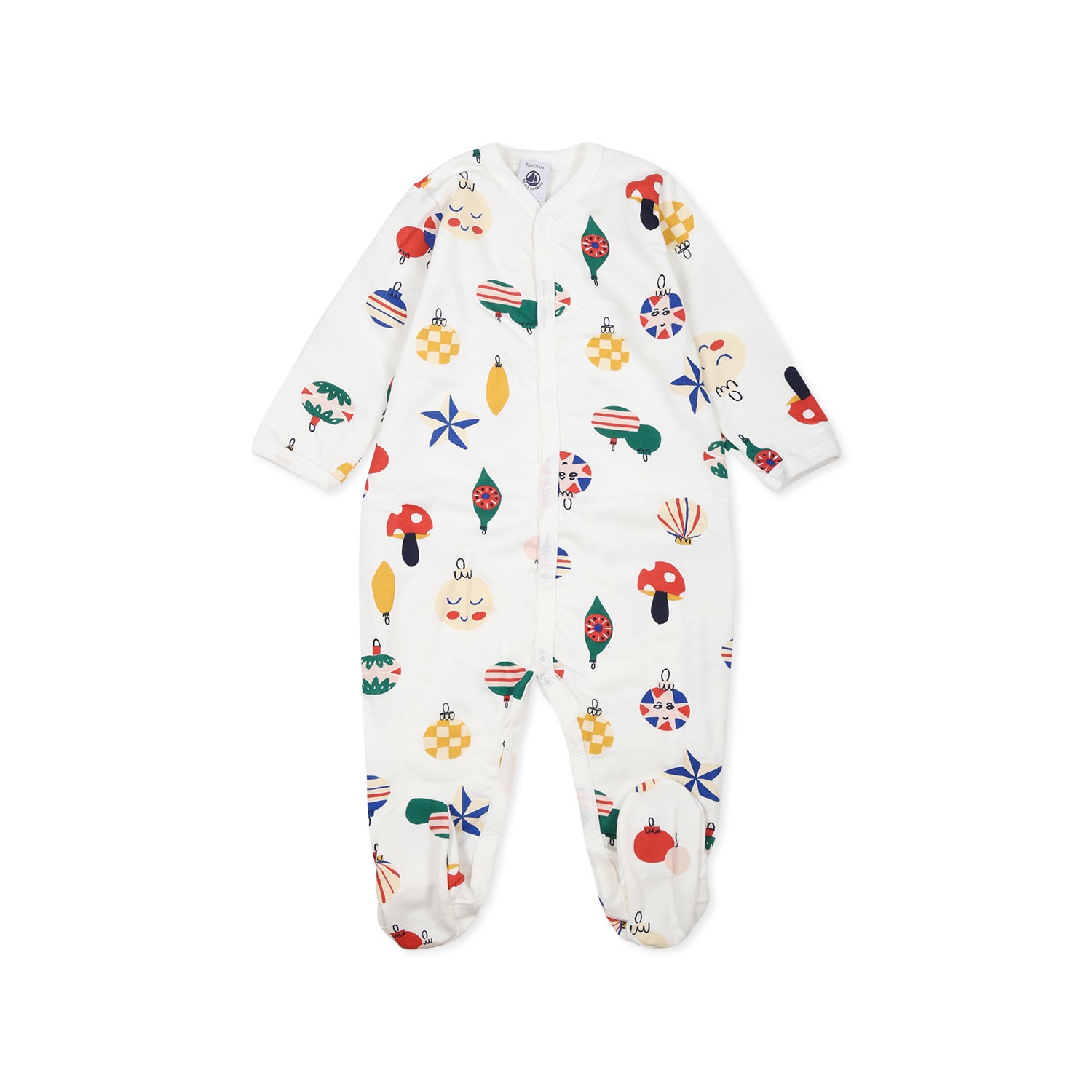 Petit Bateau White Babygrow For Babykids With Christmas Print