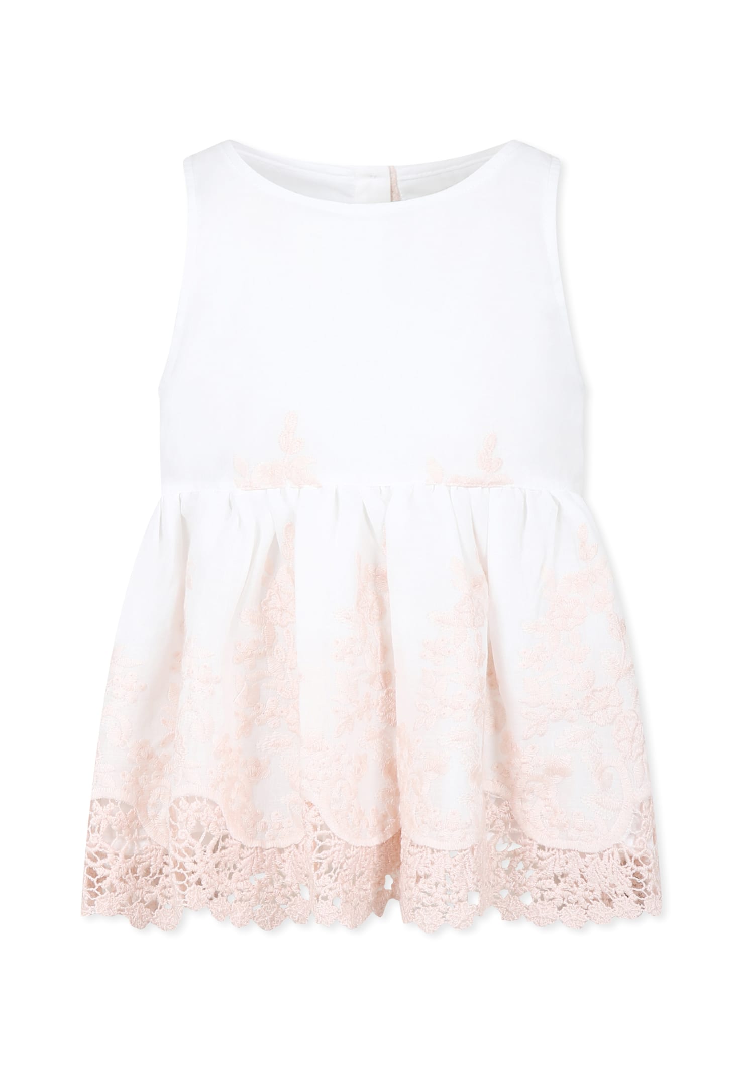 Caffe' d'Orzo Ivory Top For Girl With Embroidery