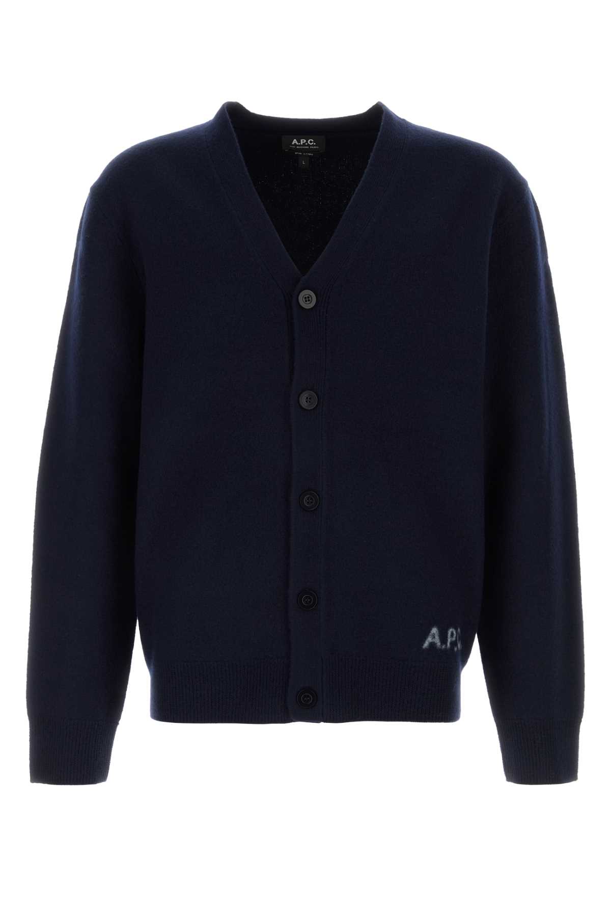A. P.C. Navy Blue Wool Cardigan