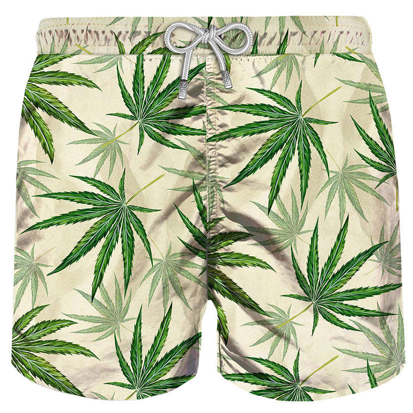 MC2 Saint Barth Green Leaves All Over Print Swim Shorts