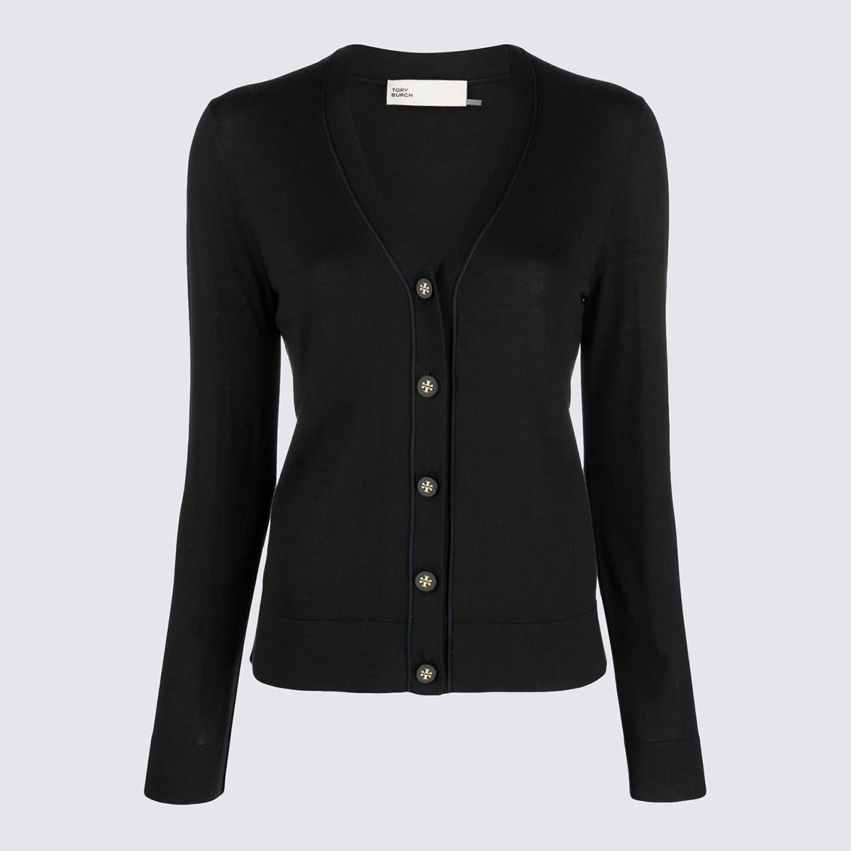 Tory Burch Black Wool-Silk Blend Top