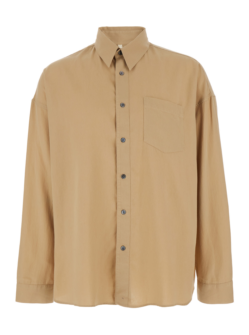 Sunflower stable Beige Shirt With Classic Collar And Dropped Shoulders In Linen Blend Woman