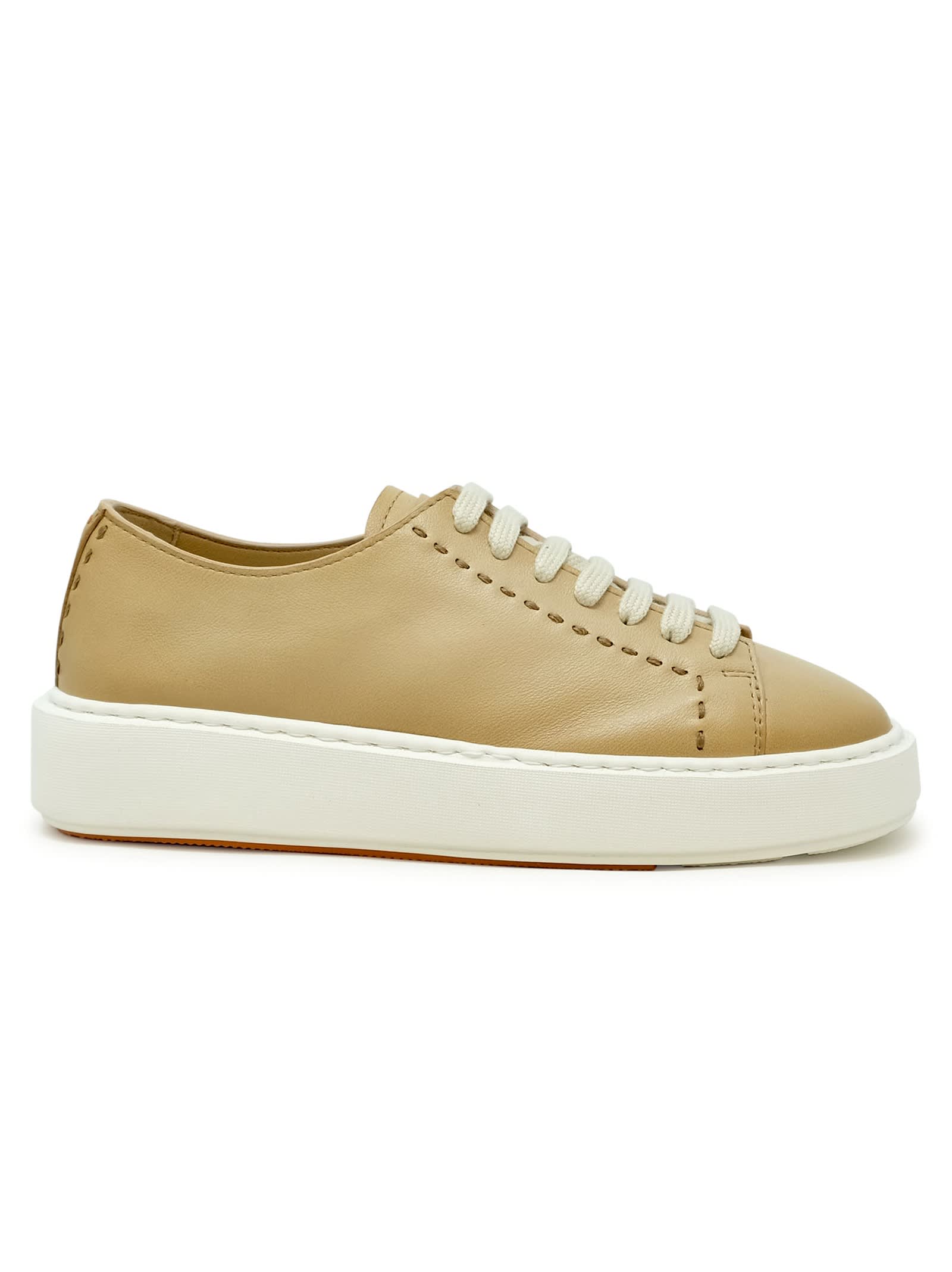 Santoni Brown Leather Sneaker