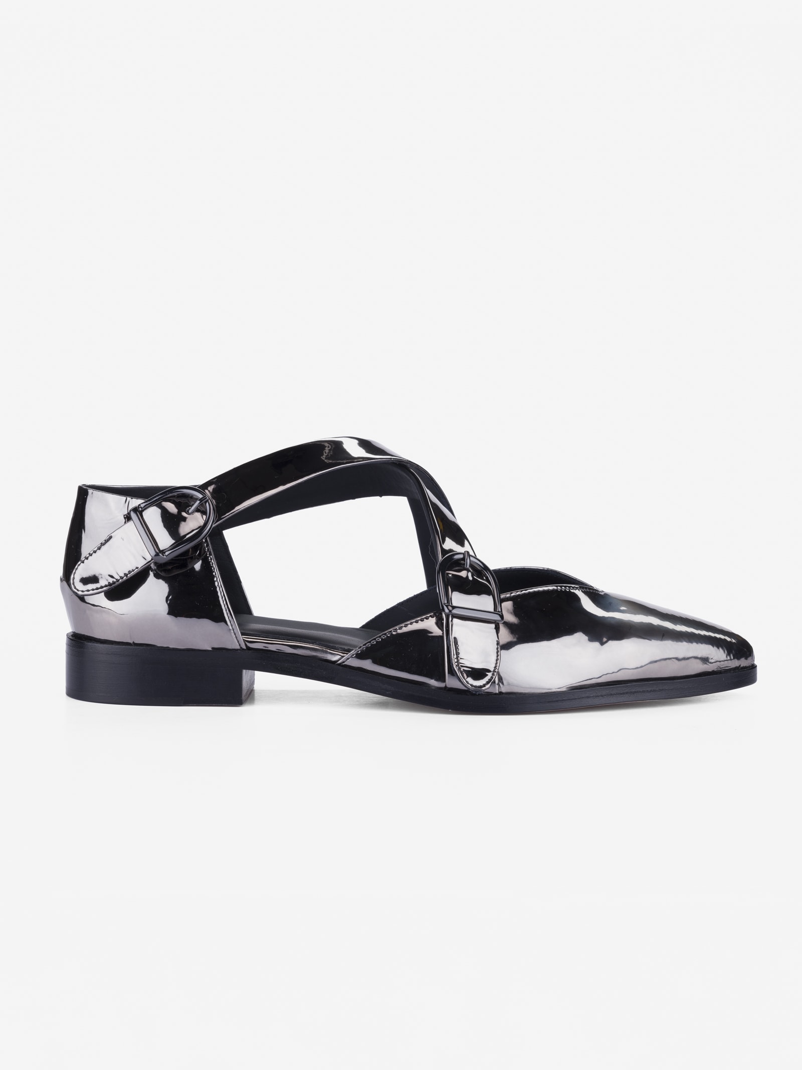 CB Made in Italy Silver Fabric Flats Croce