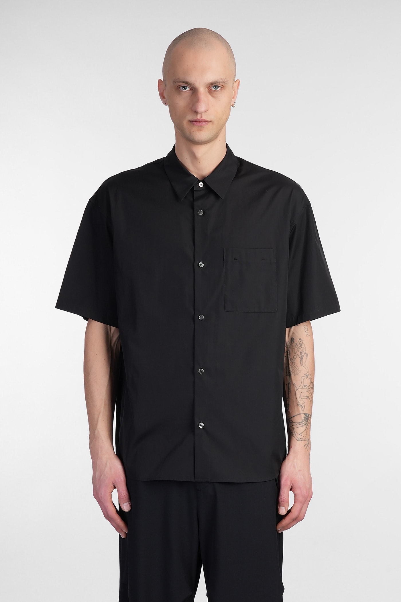 Attachment Shirt In Black Cotton