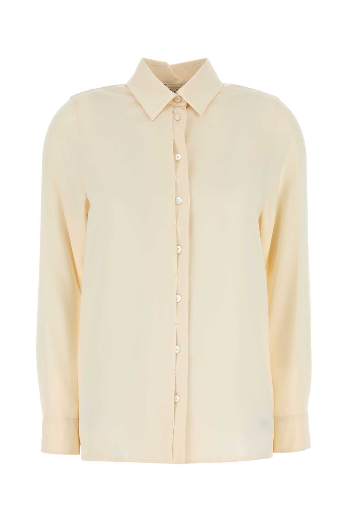 Max Mara Cream Stretch Silk Avion Shirt