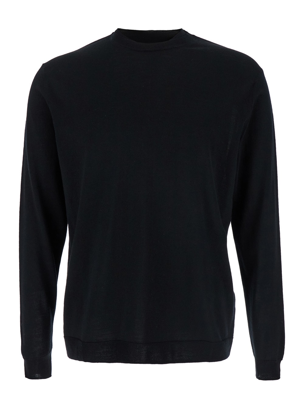 Low Brand Black Crew Neck Pullover In Virgin Wool Man