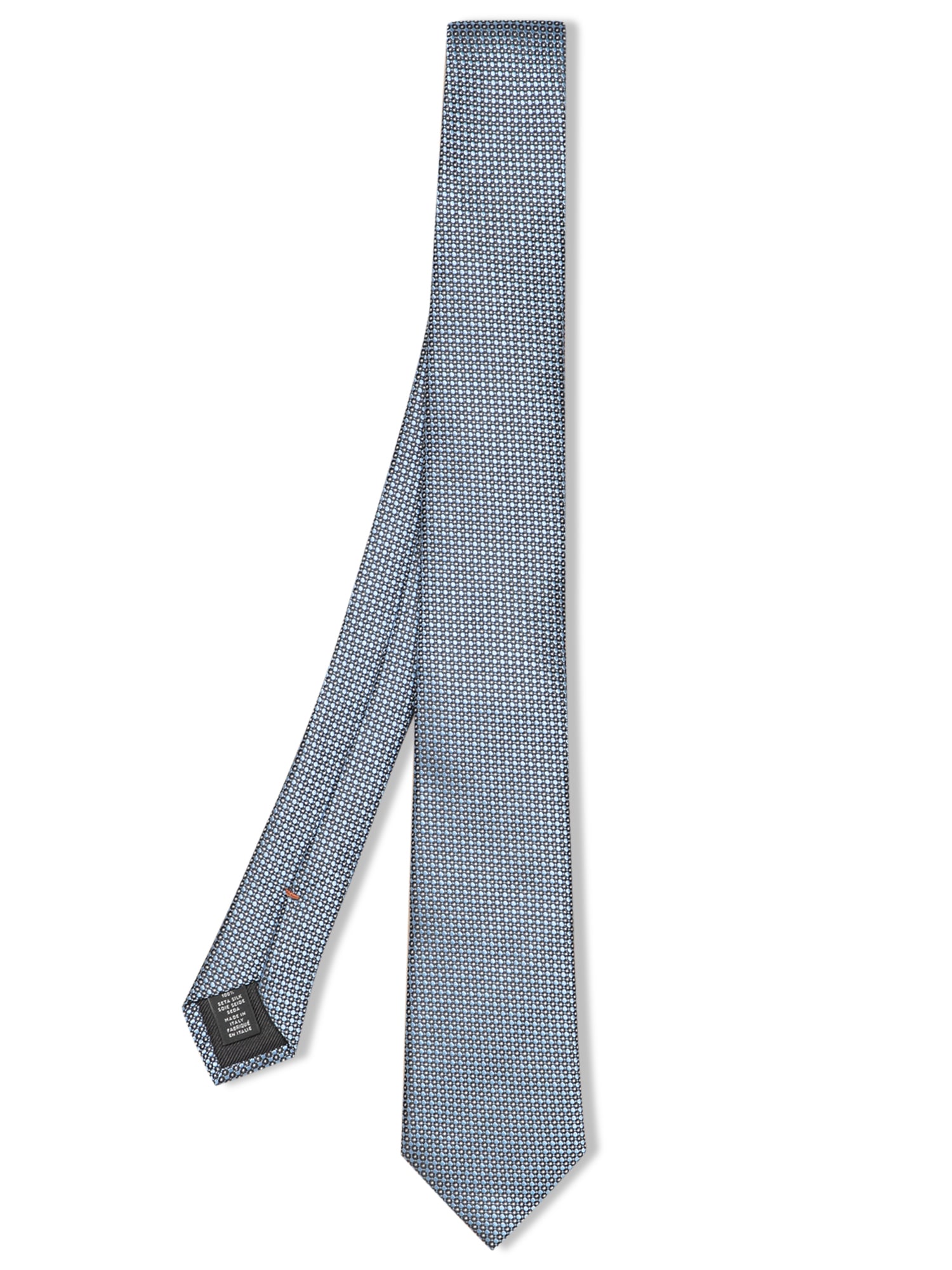Zegna Silk Tie In Blue Micro Pattern