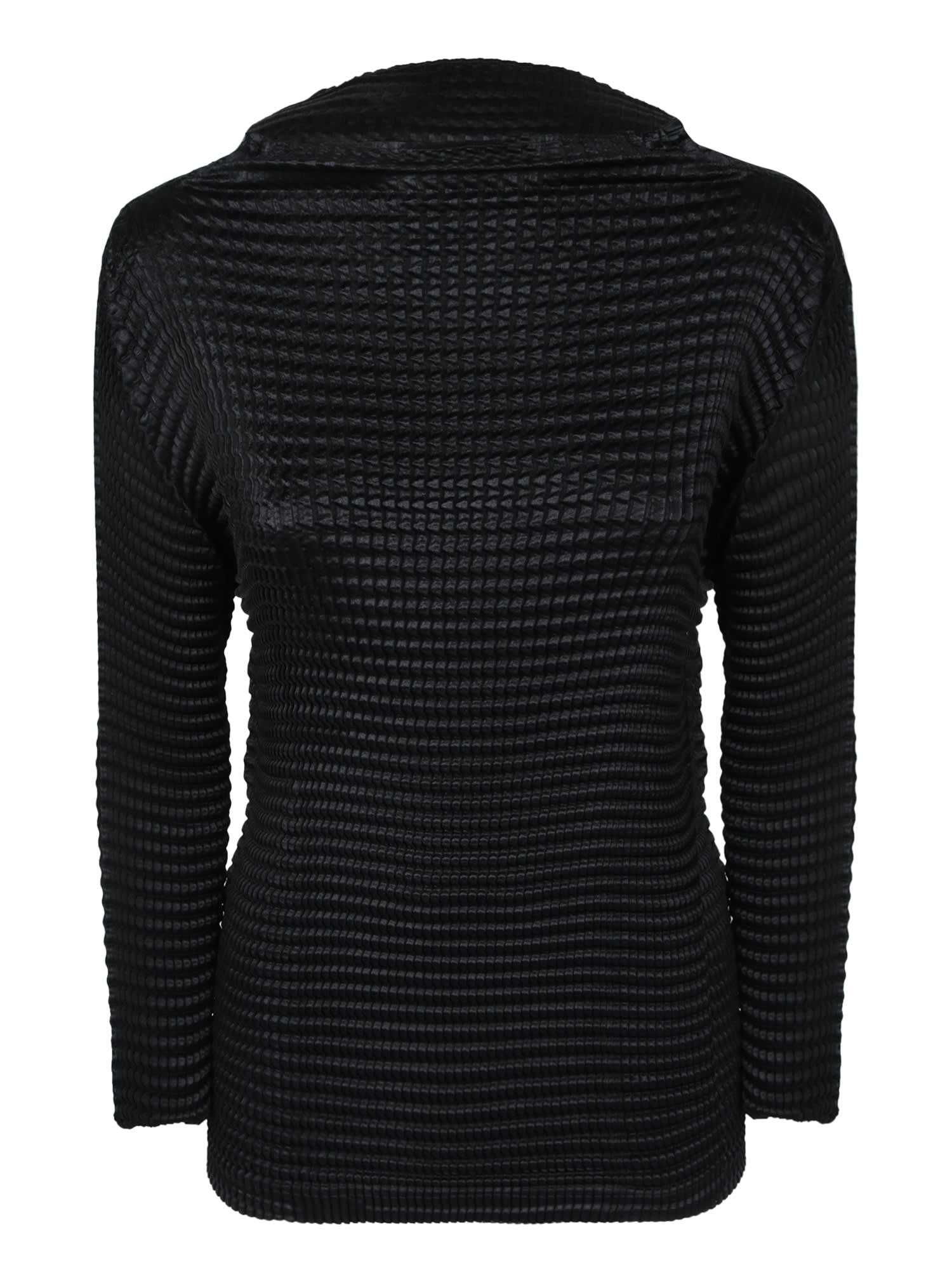 Issey Miyake Suede-like Pleats Top In Black