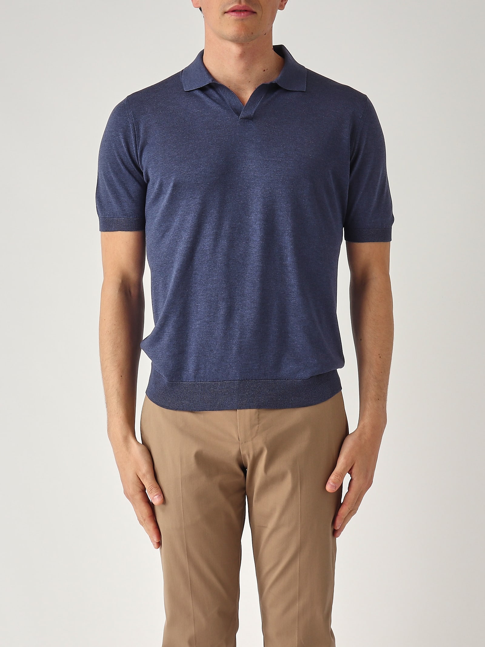 Gran Sasso Polo Skipper M/c In Seta Con Balza Polo