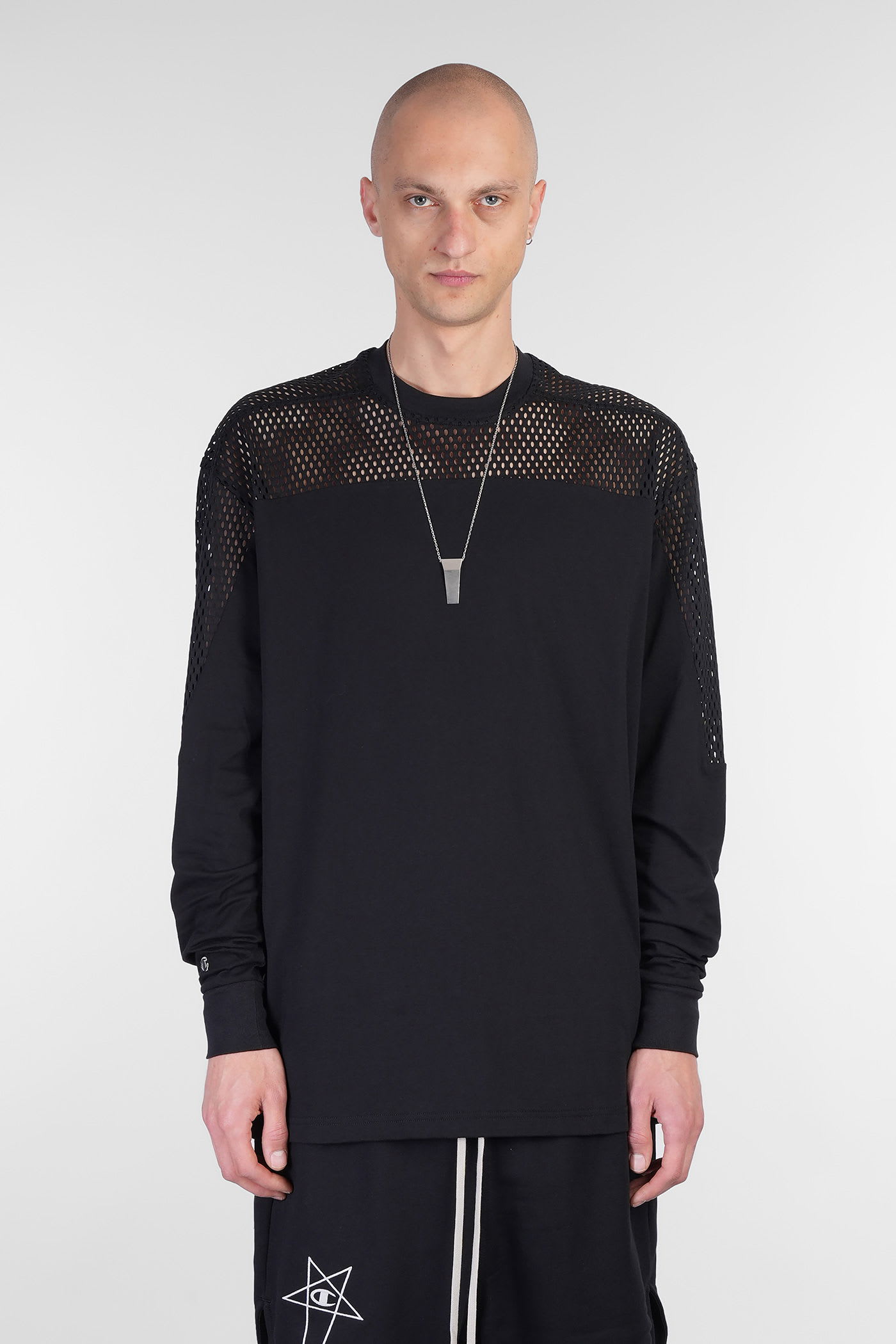 Rick Owens x Champion Girdered T T-shirt In Black Cotton