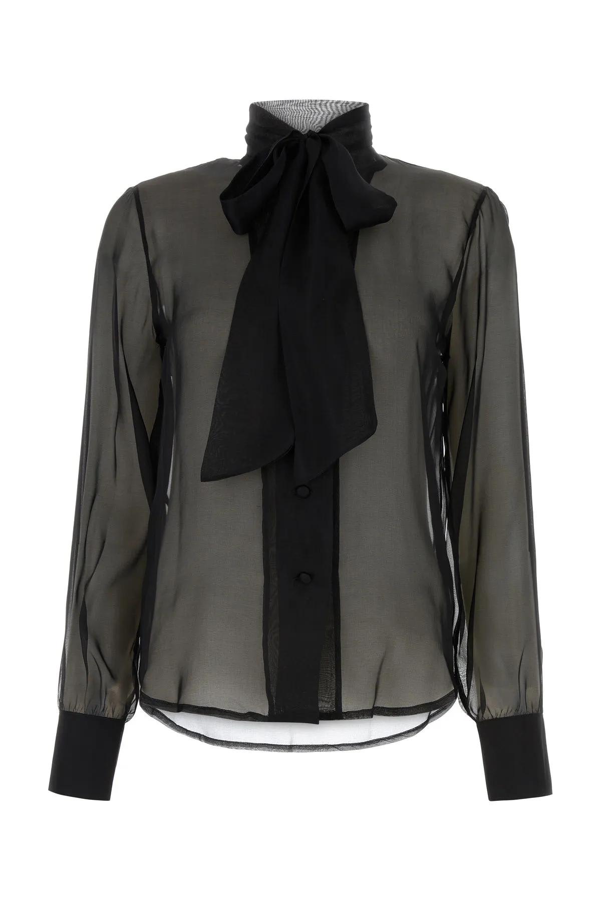 Hebe Studio Black Chiffon Ava Shirt