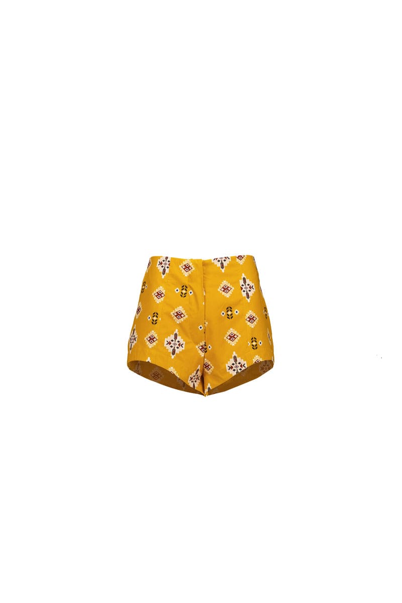 Amotea Donna In Geometric Printed Ochre Cotton