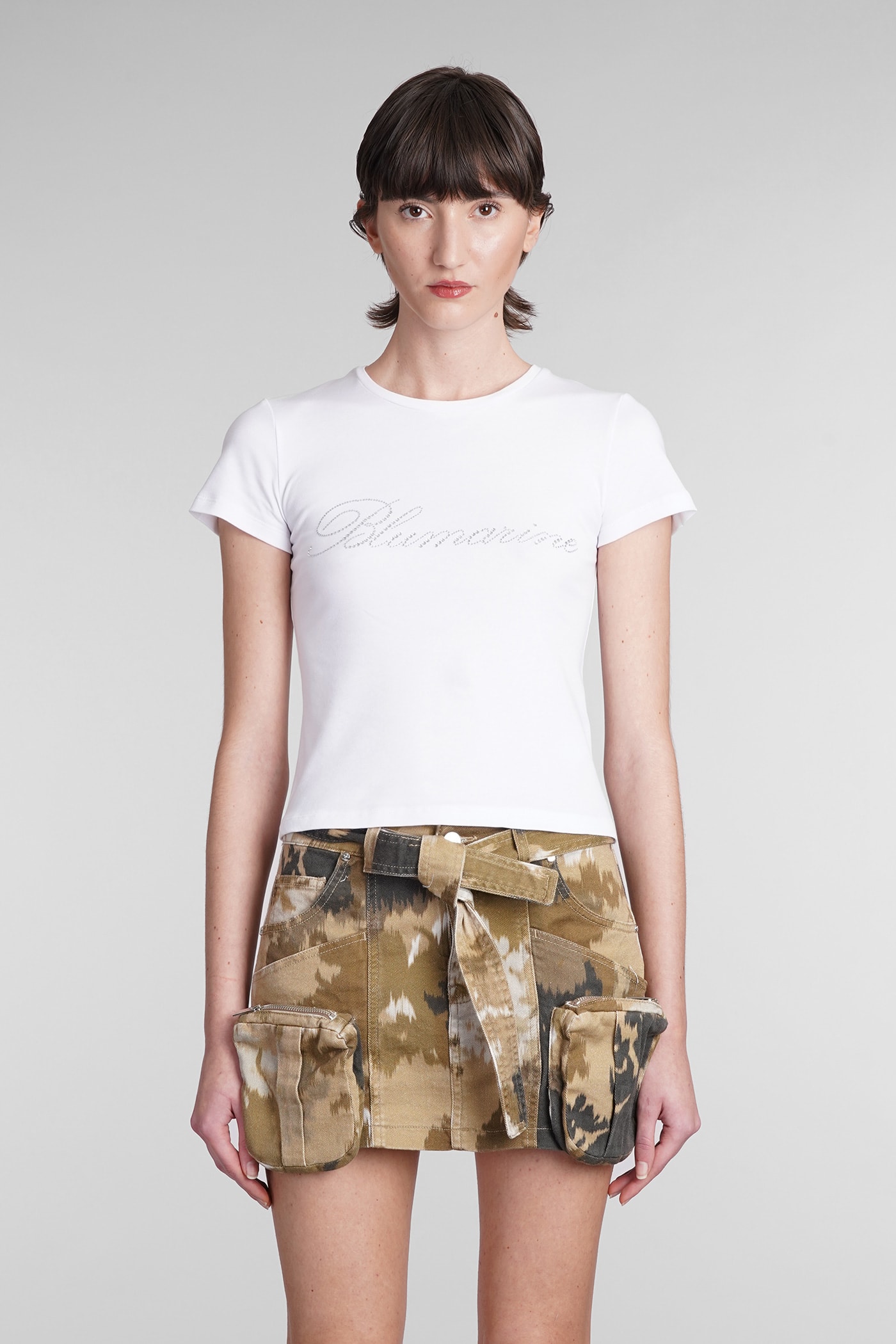 Blumarine T-shirt With Studs And Rhinestone Embroidery
