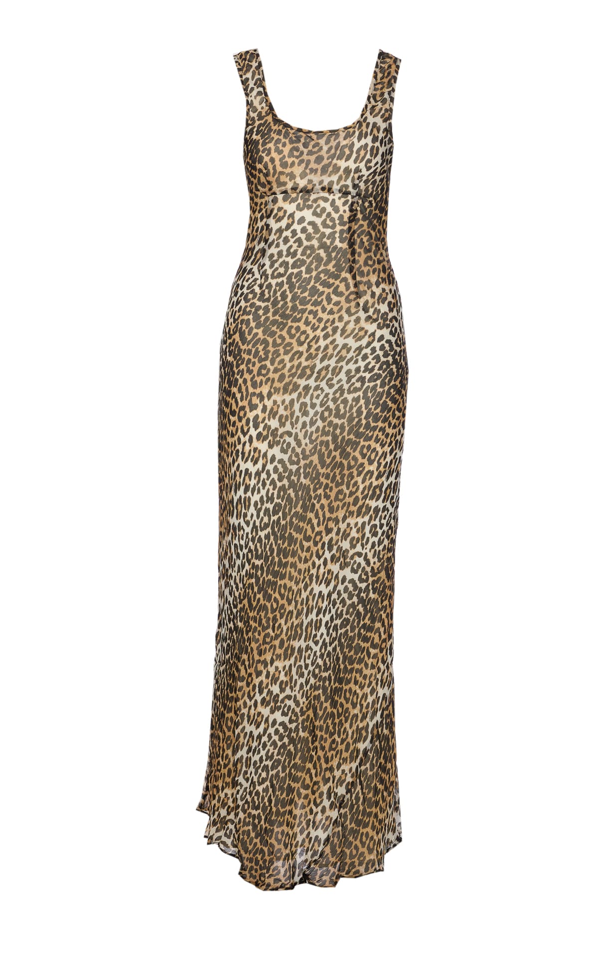 Ganni Printed Viscose Chiffon Maxi Dress