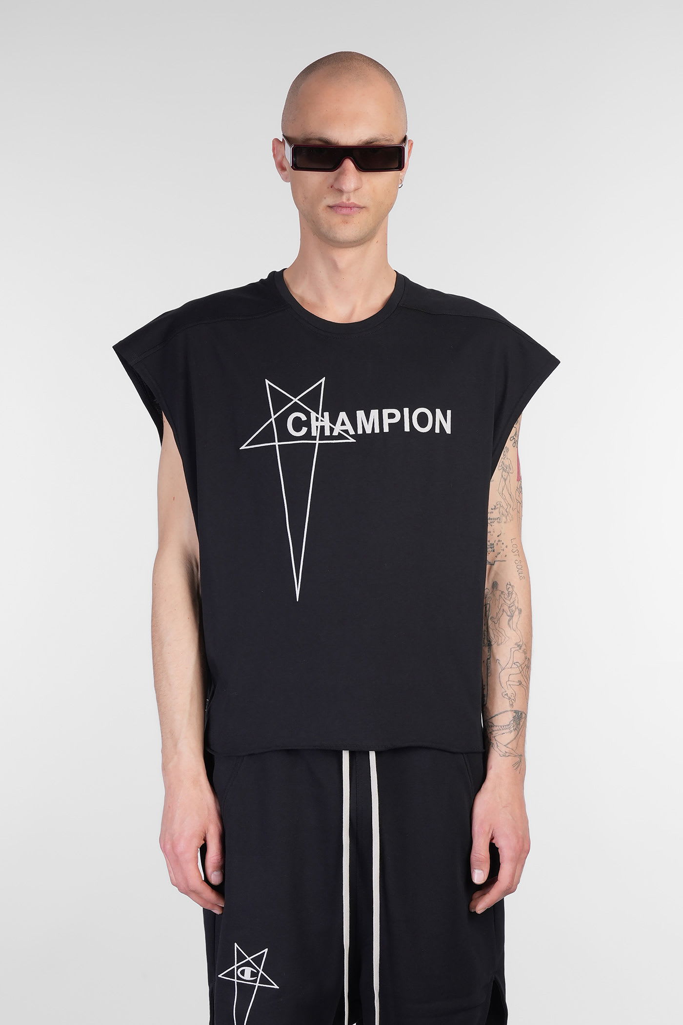 Rick Owens x Champion Micro Tatlin T T-shirt In Black Cotton
