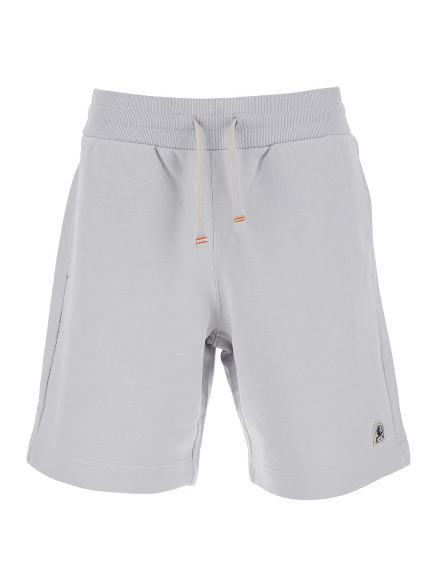 'Cairo' Grey Shorts With Drawstring Waist And Logo Patch On The Front In Cotton Blend Man