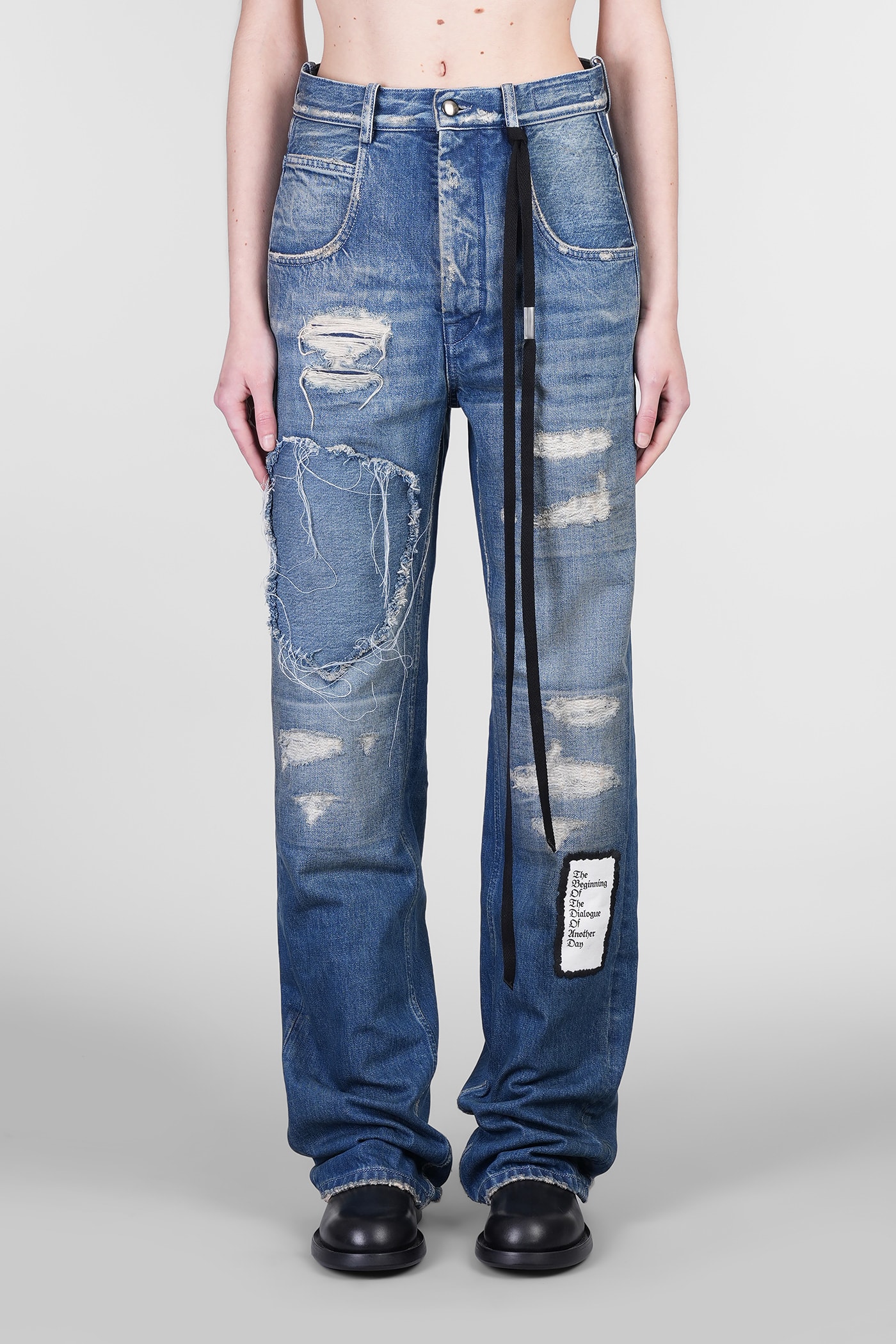 Ann Demeulemeester Claire Jeans In Blue Cotton