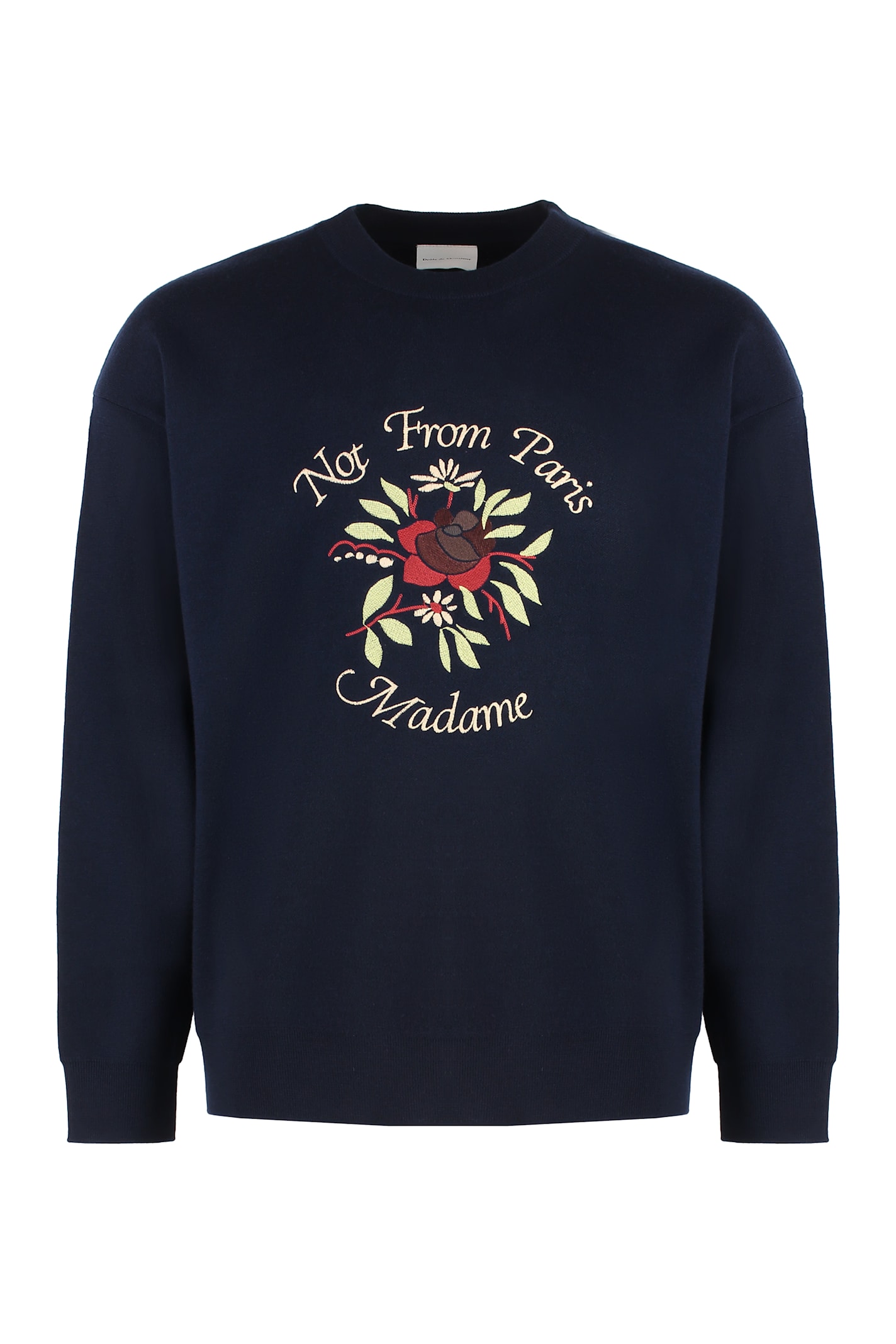 Drôle de Monsieur Slogan Fleurs Crew-neck Wool Sweater