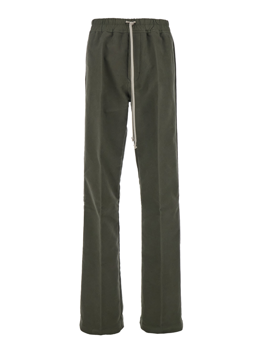 Rick Owens dietrich Green Pants With Elastic Waist And Wide Leg In Cotton Man