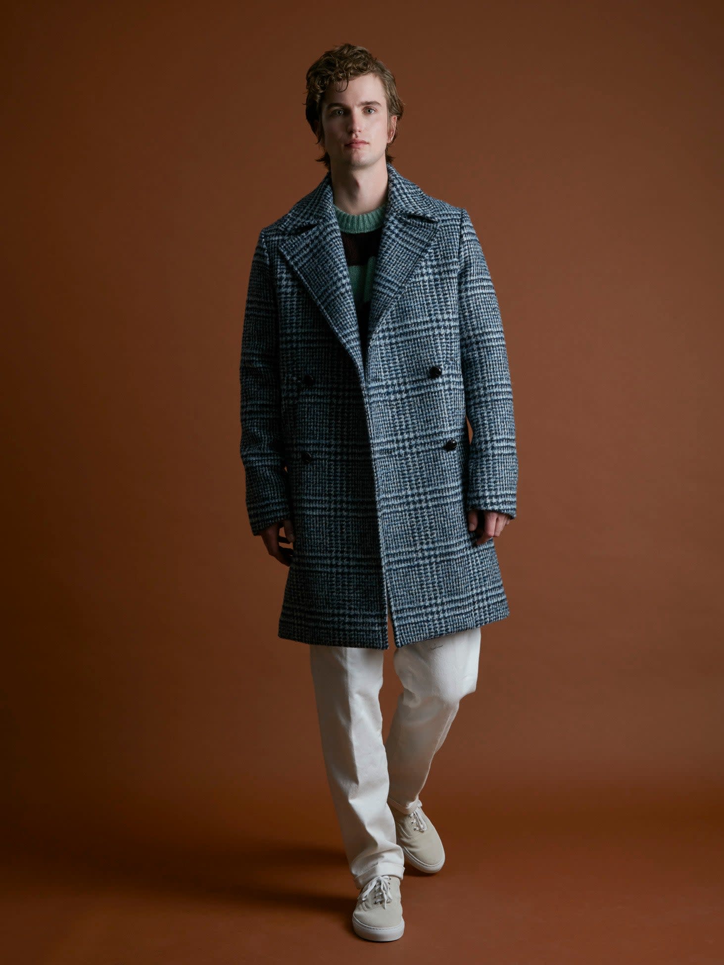 doppiaa Aalbany Double Breasted Checked Coat