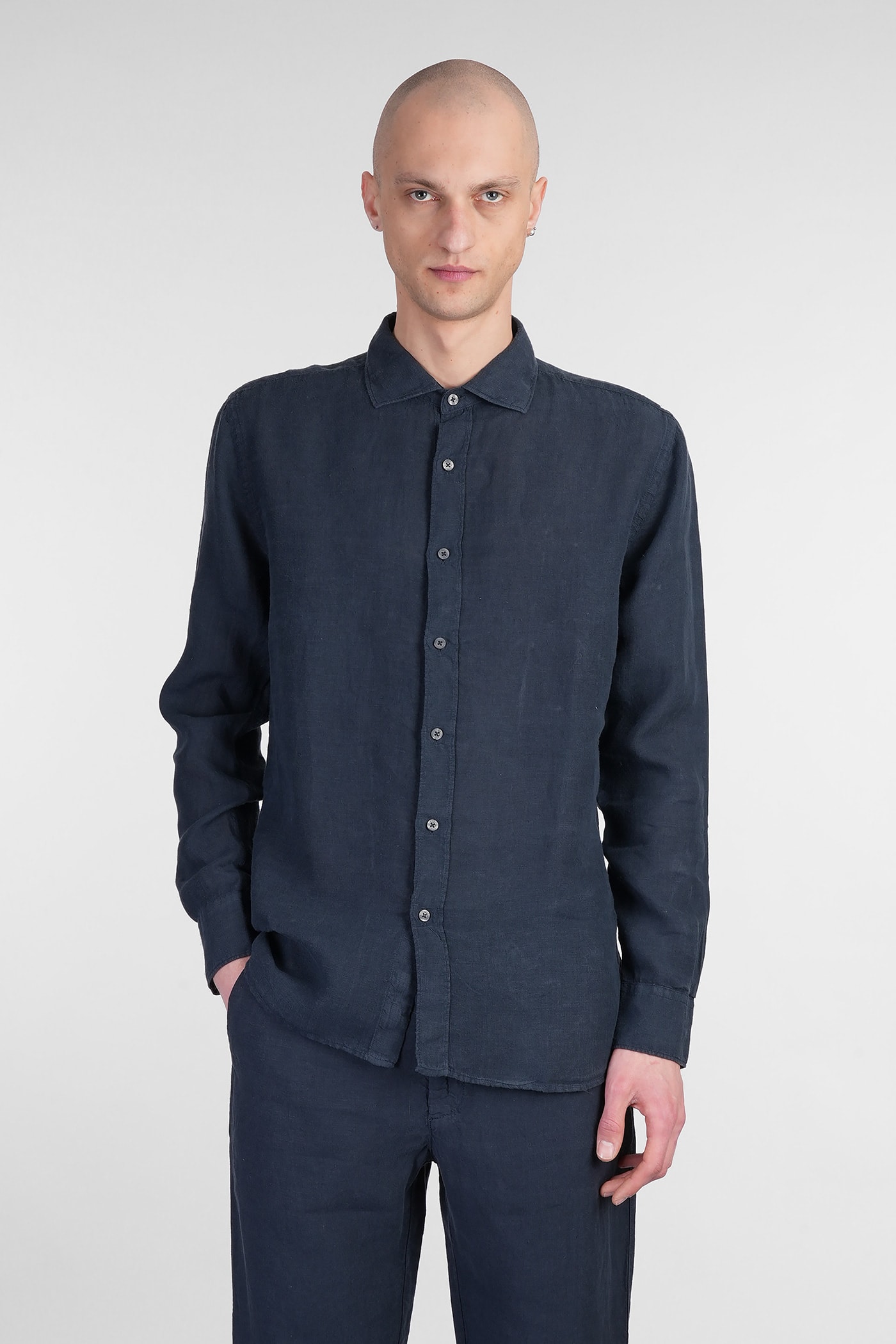 120% Lino Shirt In Blue Linen