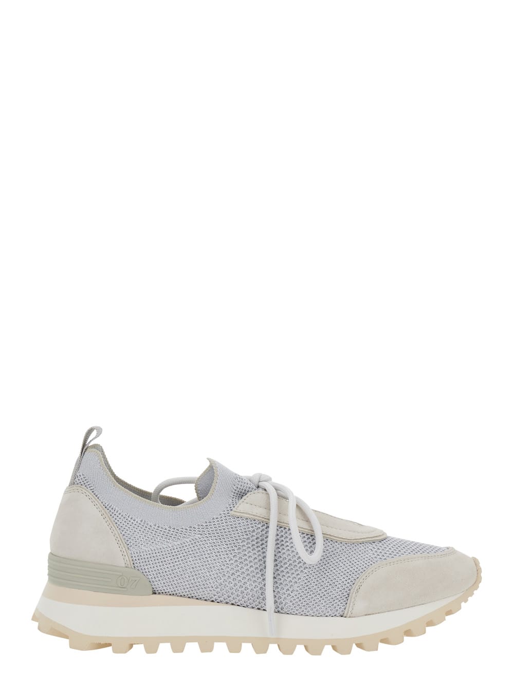 Eleventy Grey Sneakers With Knitted Upper And Chunky Sole In Fabric And Suede Man