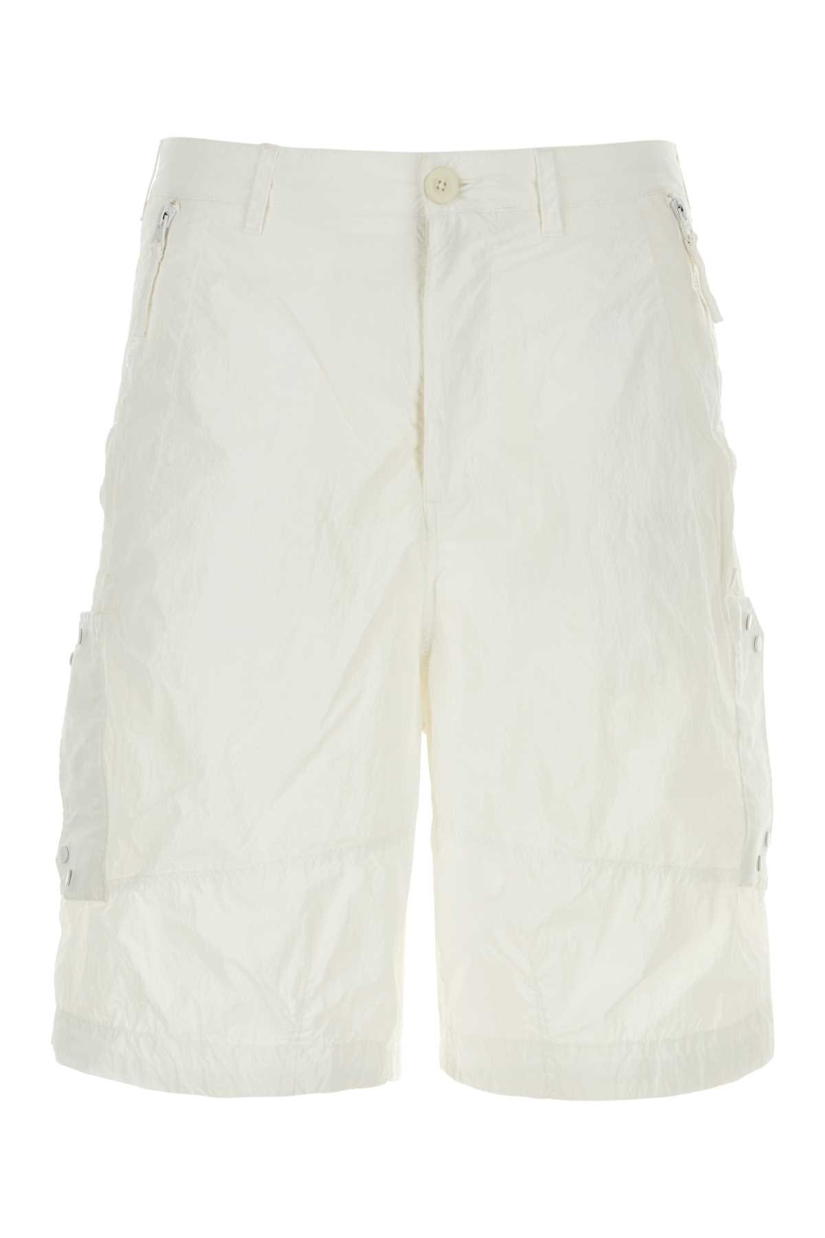 Ten C White Nylon Bermuda Shorts
