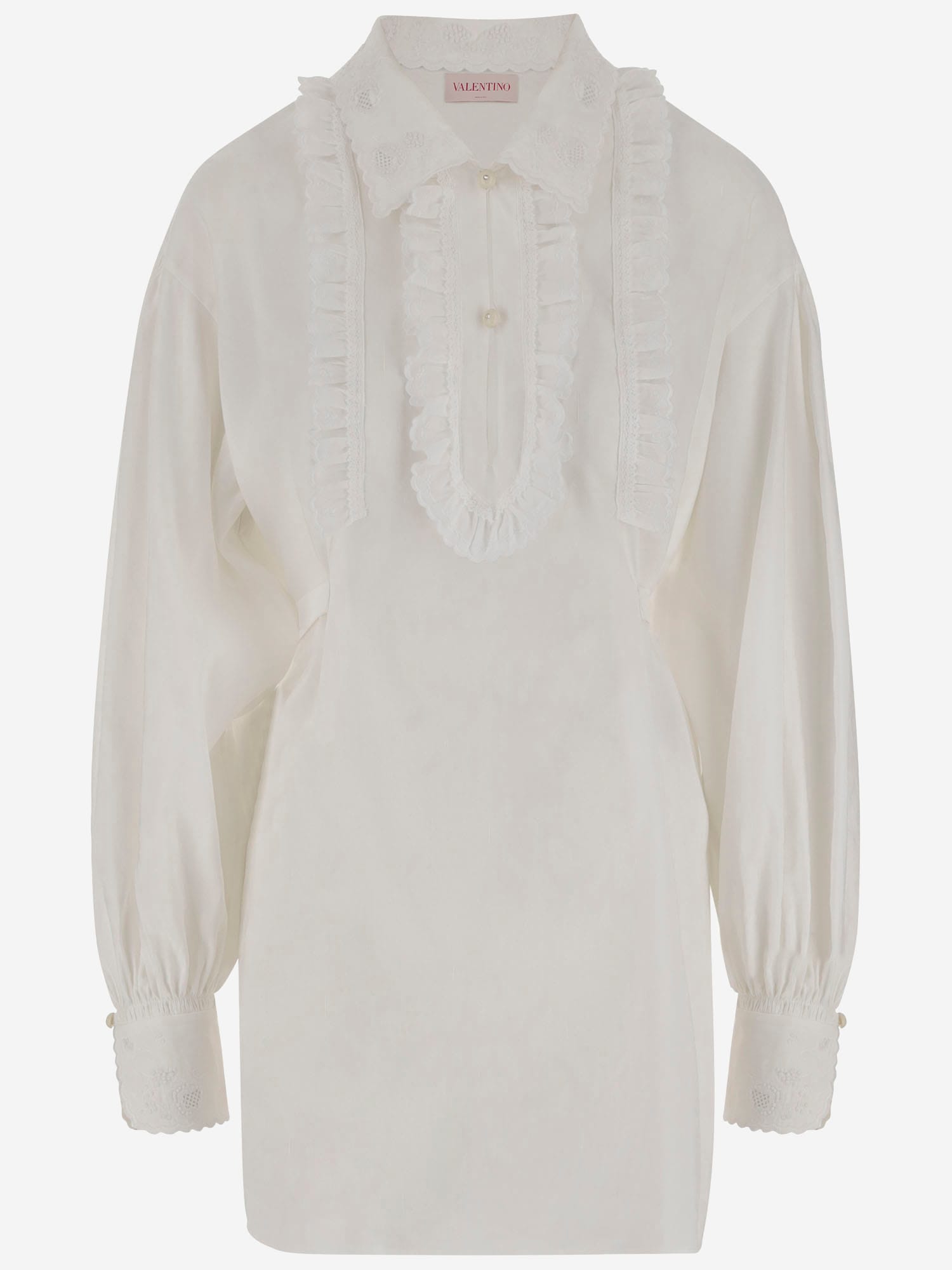 Valentino White Cotto Blend Shirt Dress