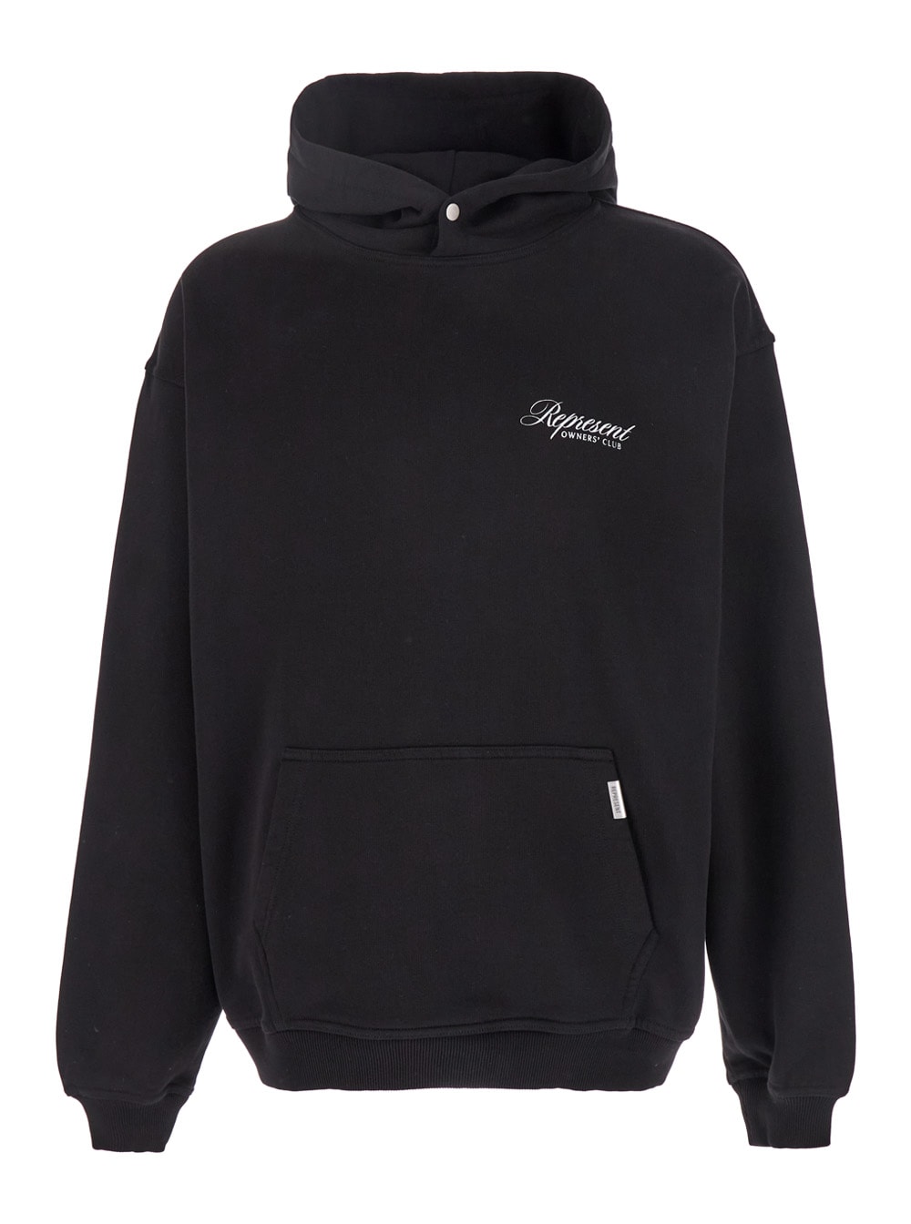 REPRESENT Black Hoodie With Front And Back Logo Print In Cotton Man