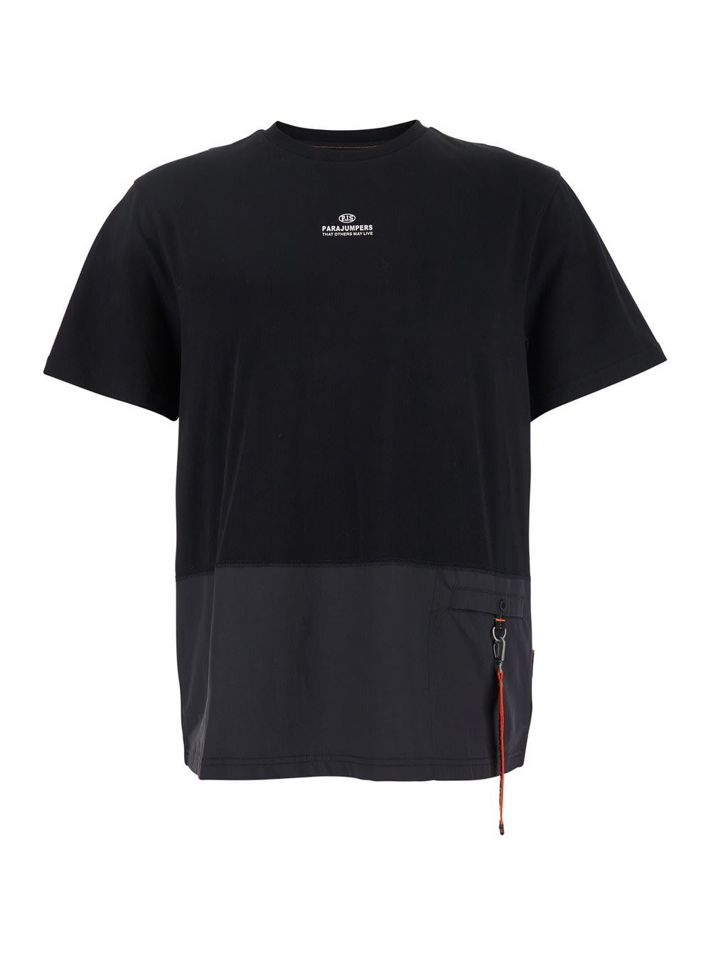 Parajumpers clint Black Crewneck T-shirt With Logo Detail On The Front In Cotton Man