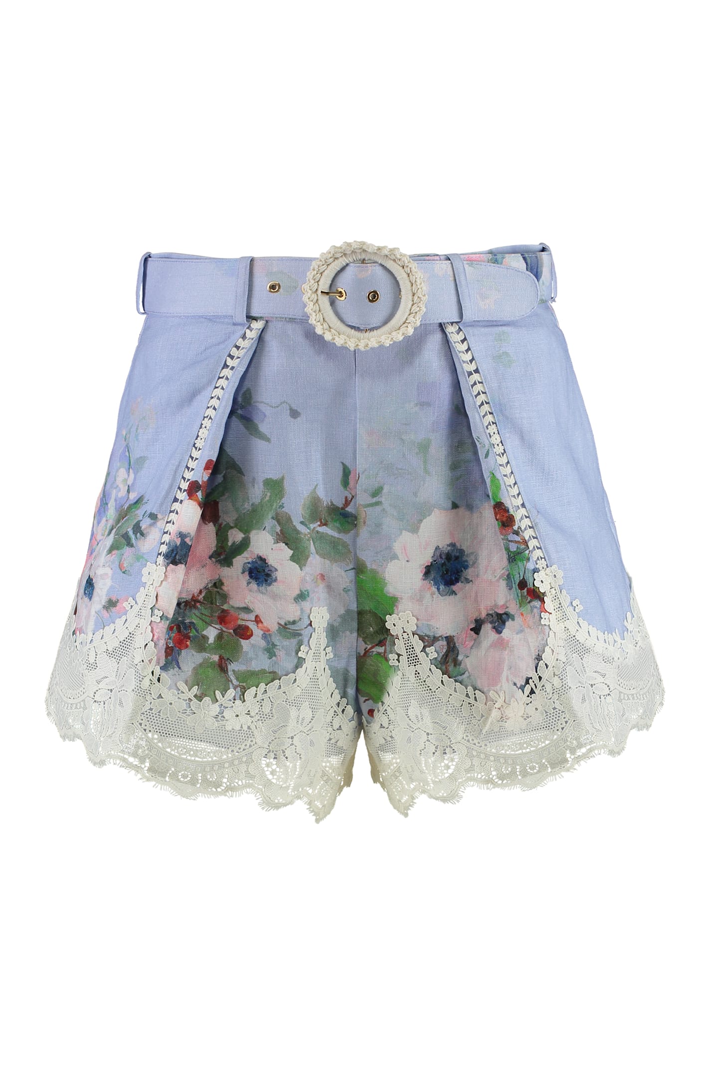 Zimmermann Everley Floral Printed Belted Shorts