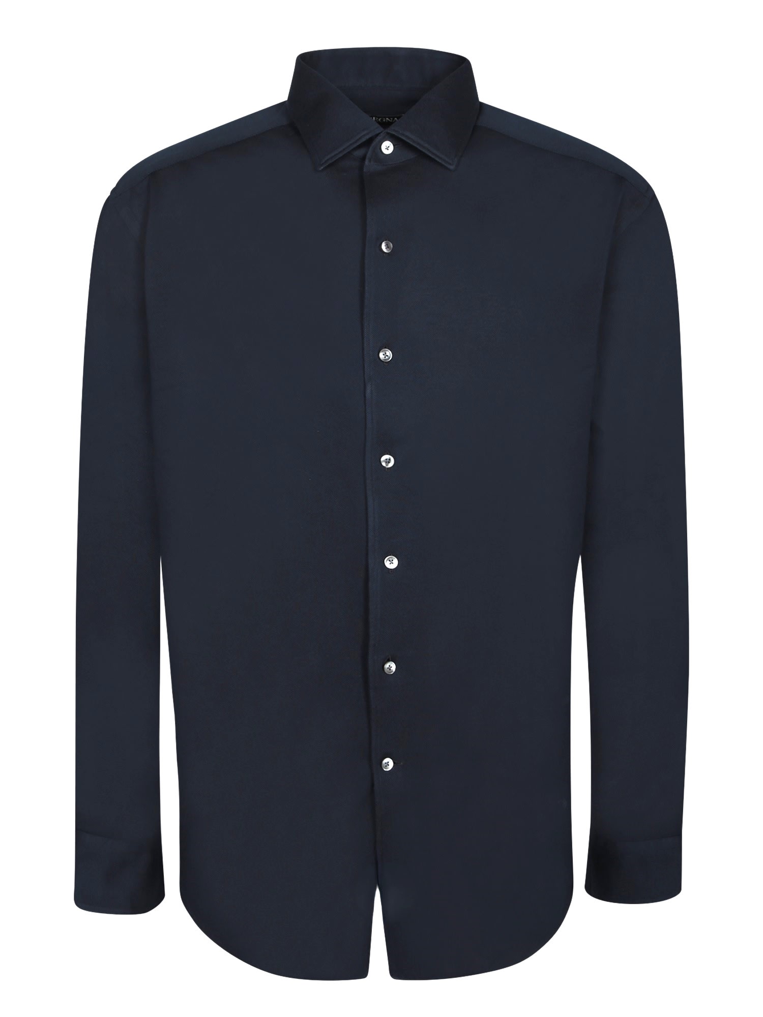 Zegna Blue Cotton Piquet Shirt