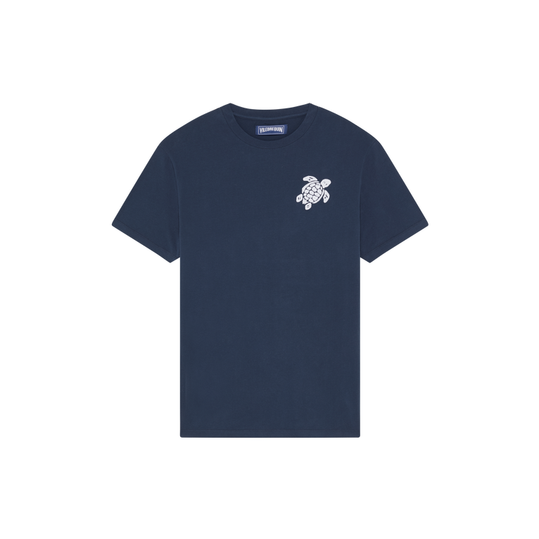 Vilebrequin Men Organic Cotton T-shirt Embroidered Turtle - Portisol - Blue - Size XXXL