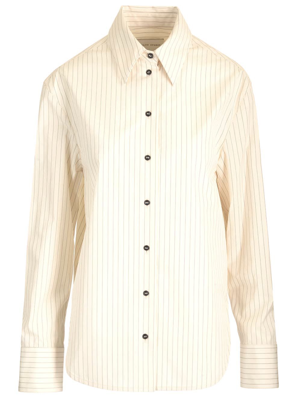 Loulou Studio Ivory Striped Shirt