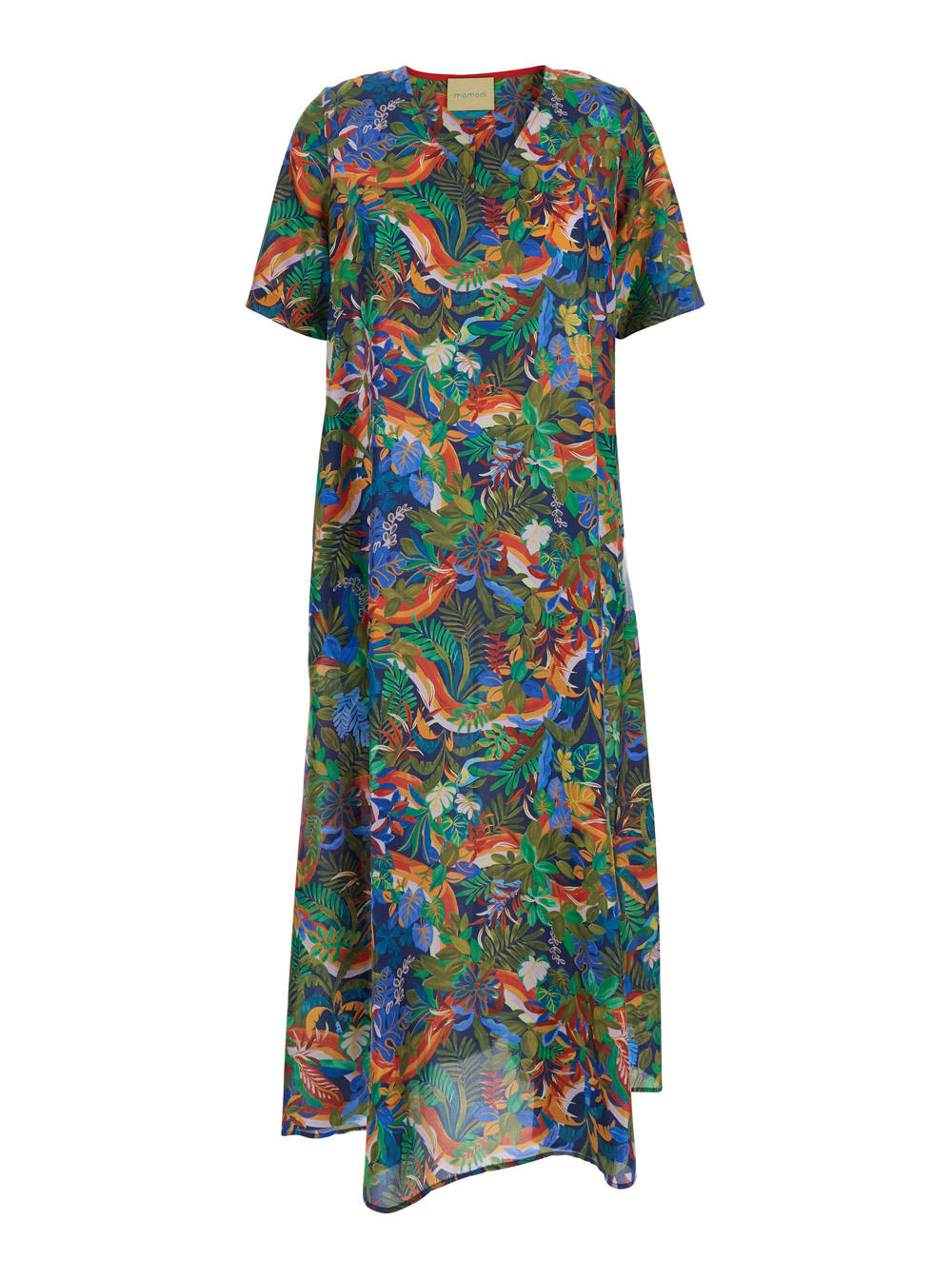 Momonì carnival Multicolor Dress With V Neck And All-over Print In Silk Woman