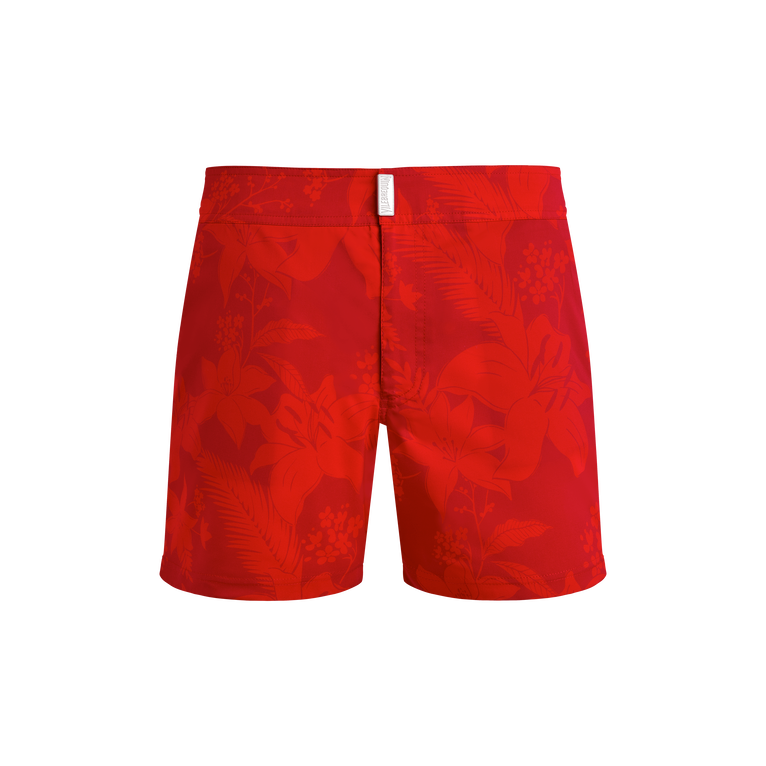 Vilebrequin Men Flatbelt Short Swim Shorts Flower Power - Menise - Red - Size XXXL