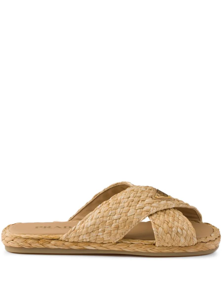 Prada Raffia Slides
