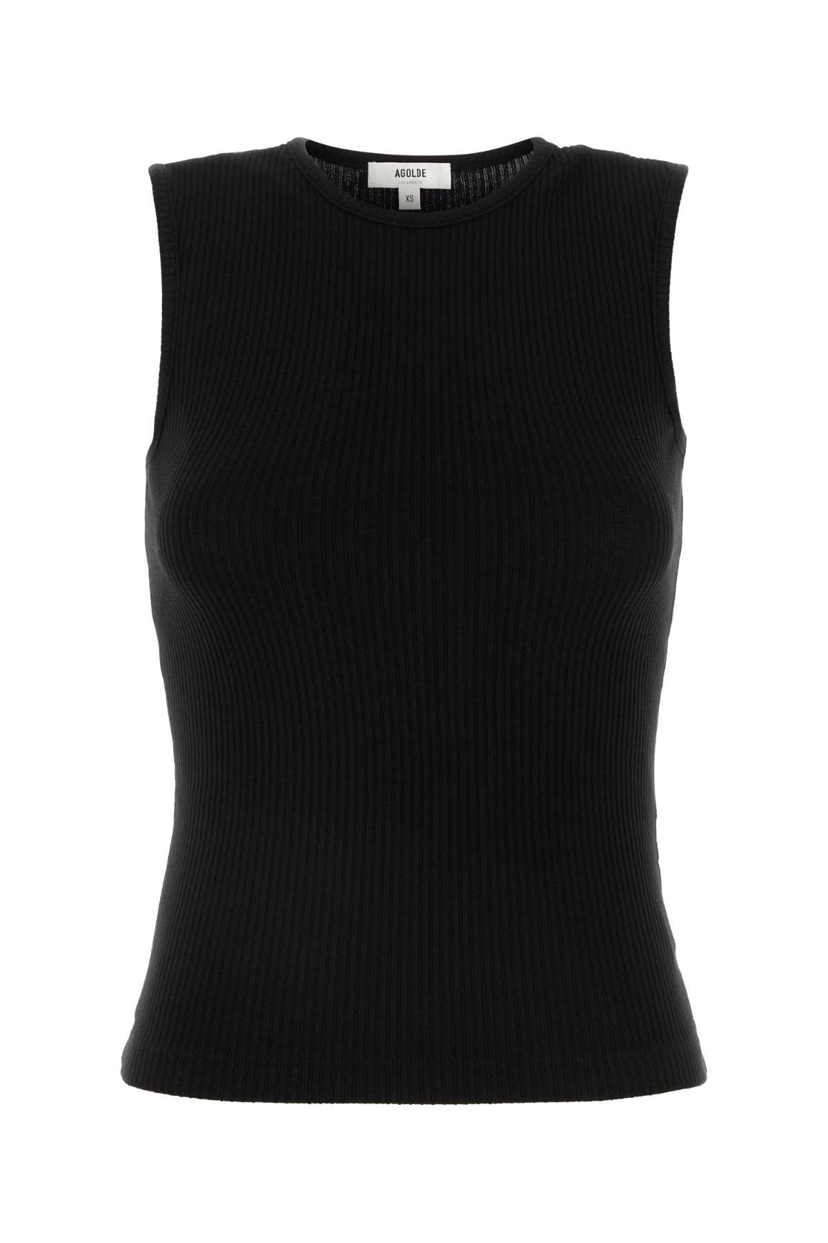 AGOLDE Black Stretch Lyocell Blend Binx Tank Top