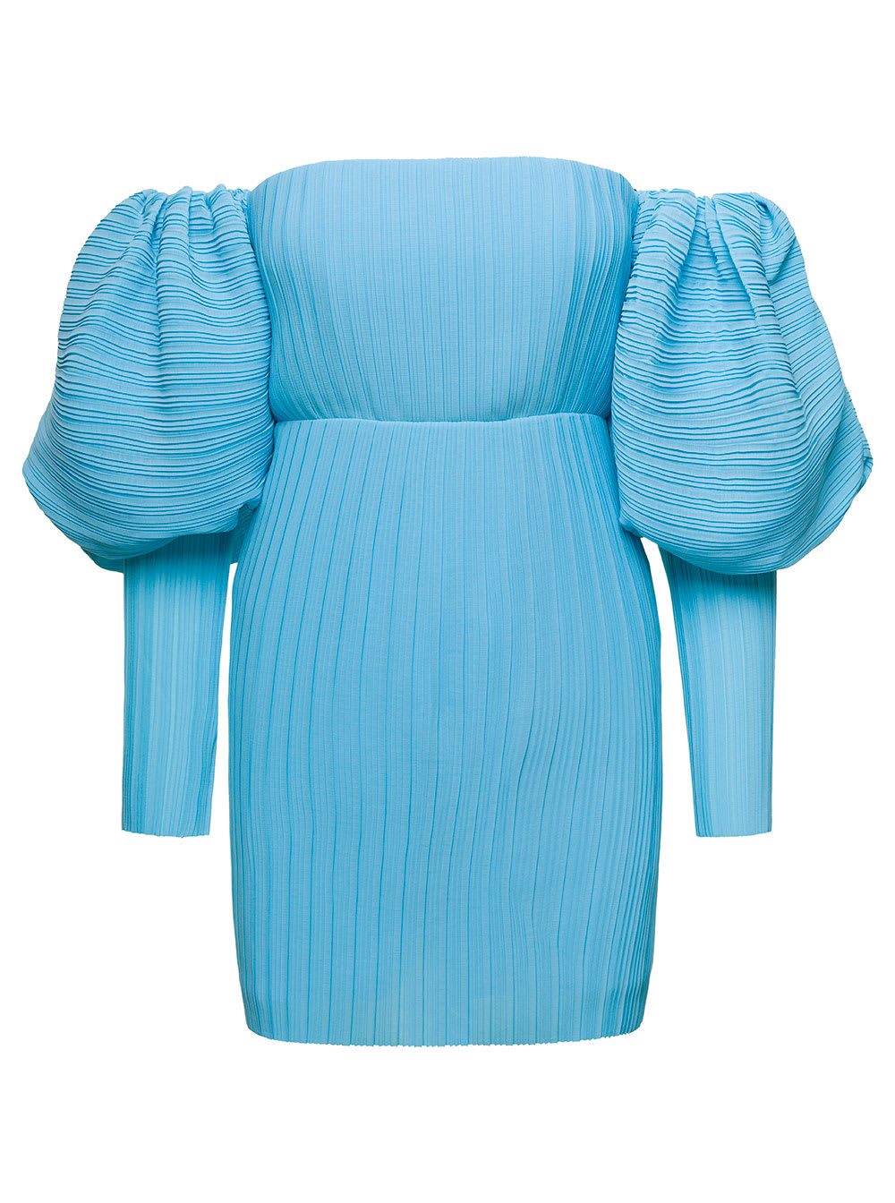 Solace London Light -blue Skye Off-shoulder Mini Dress In Polyester Woman