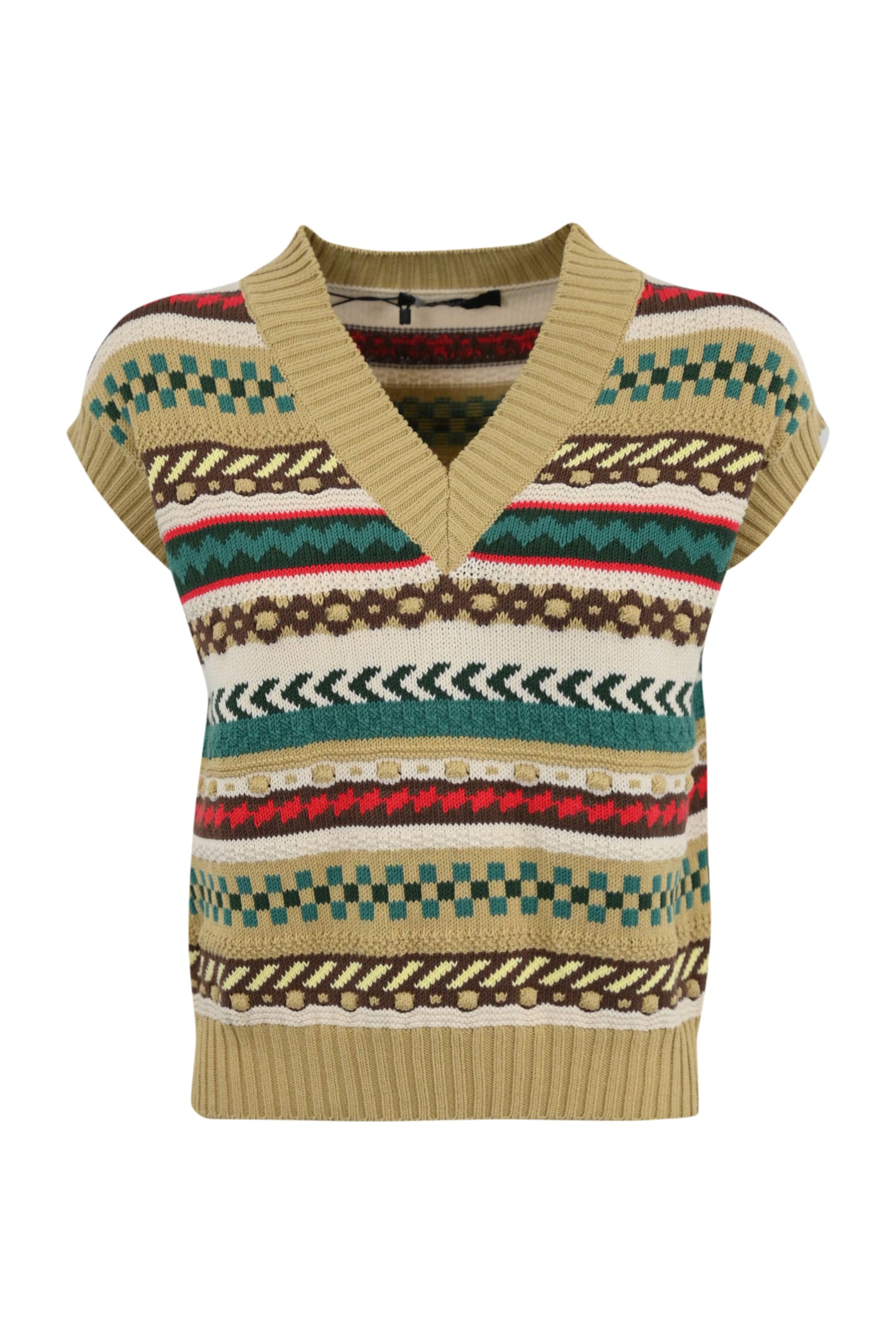 Weekend Max Mara Vicino Waistcoat In Jacquard Cotton Yarn