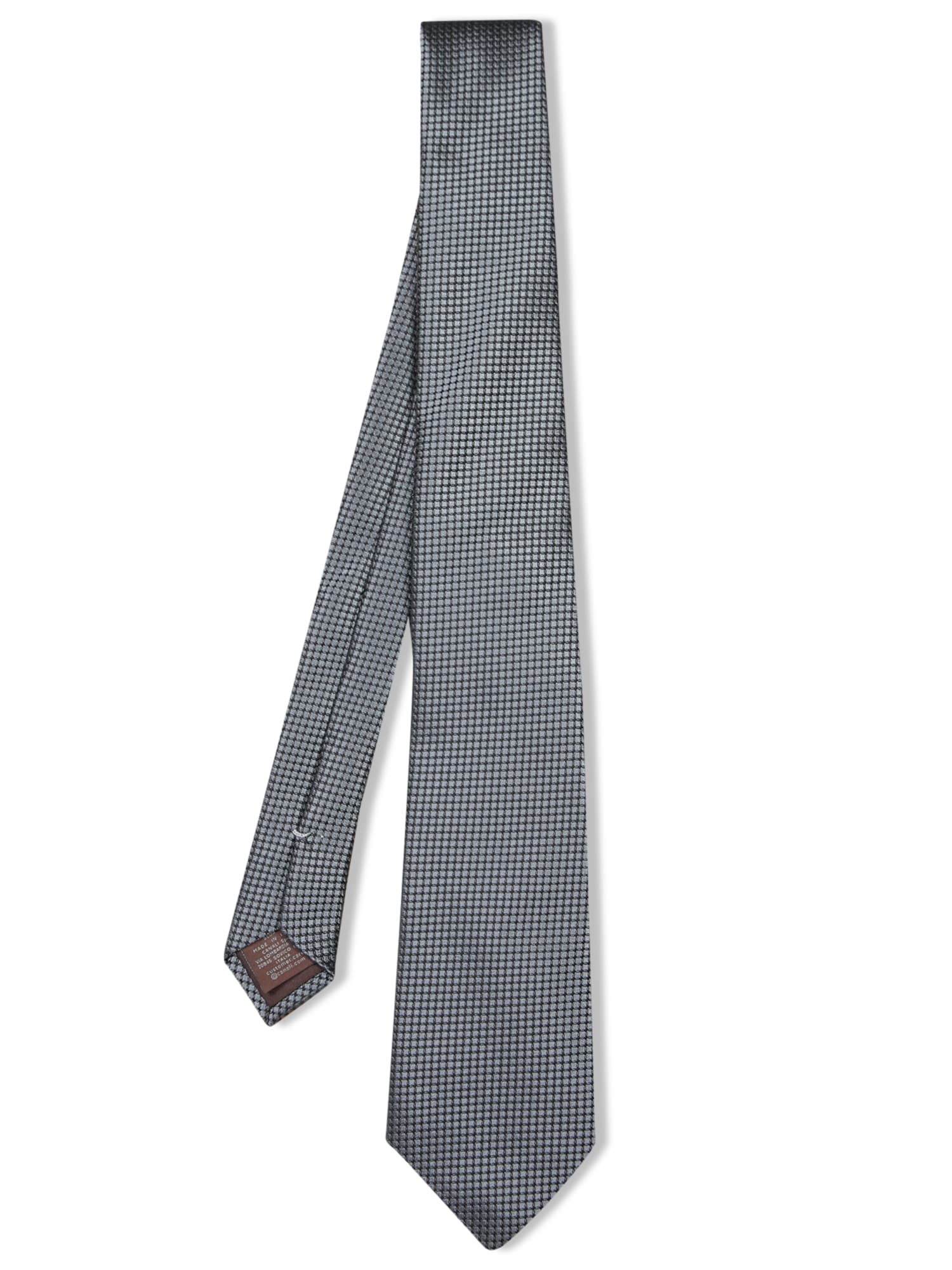 Canali Black/grey Micro Check Tie