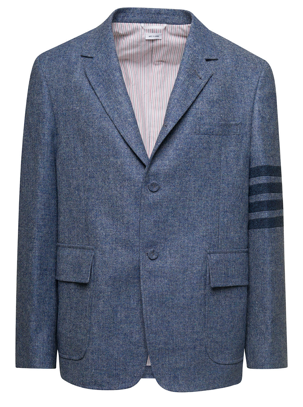 Thom Browne Unstructured Straight Fit S/c W/sewed In 4bar In Solid Donegal Tweed
