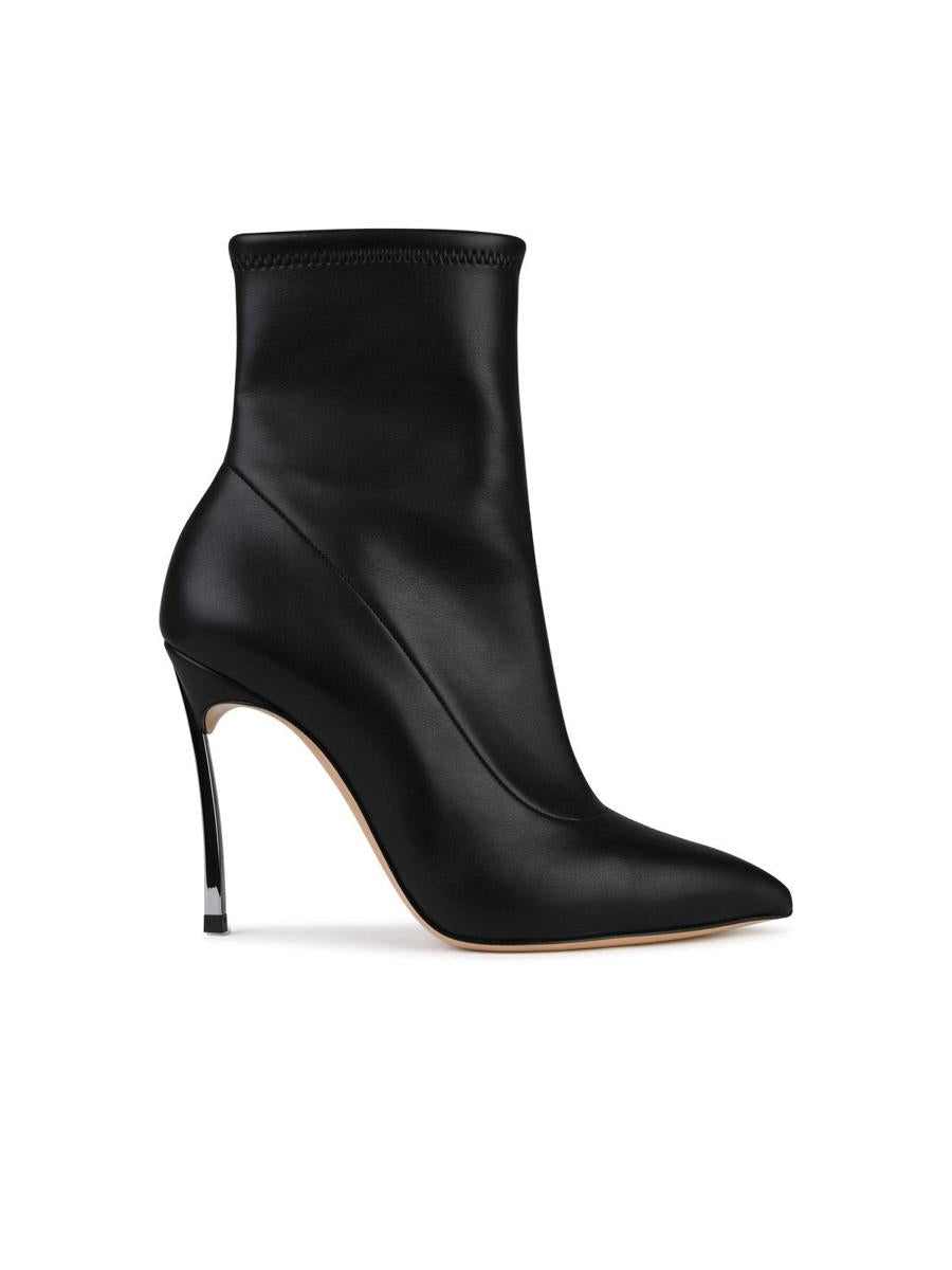 Casadei 'Blade' Black Matt Leather Ankle Boots